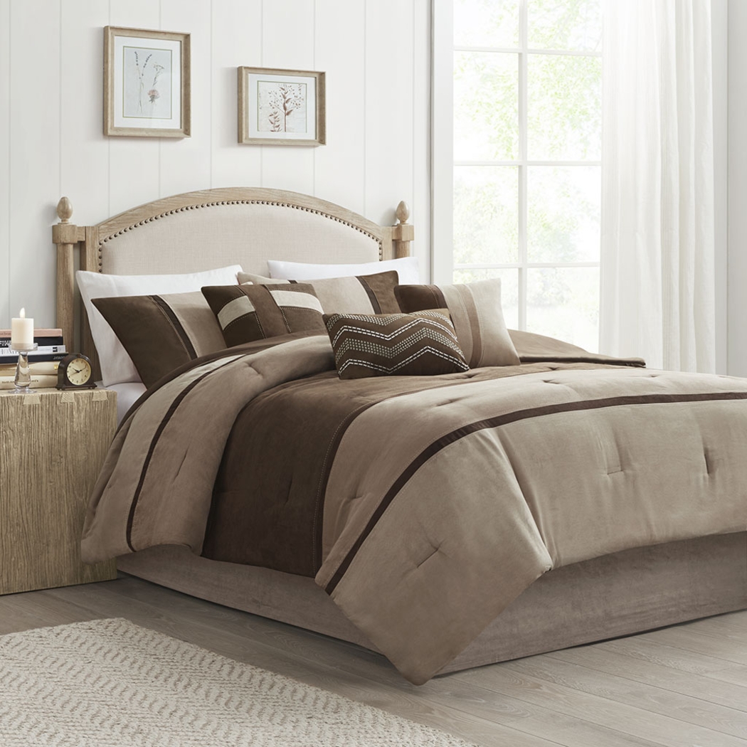 Colapissa Brown 7 Pc King Comforter Set - Thumbnail - Image 2