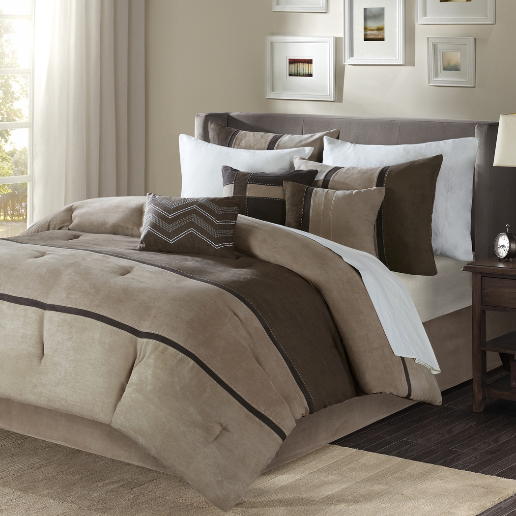 Colapissa Brown 7 Pc King Comforter Set - Thumbnail - Image 4