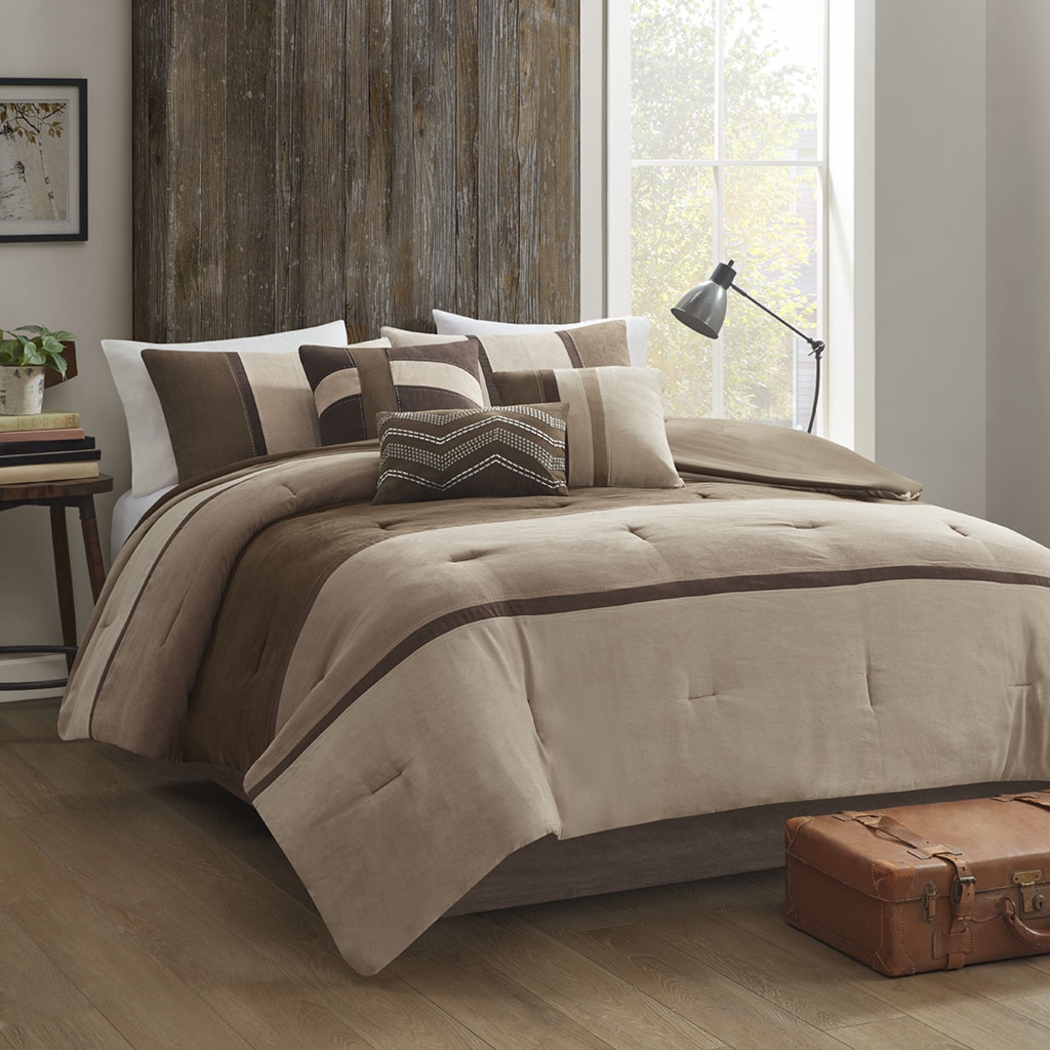 Colapissa Brown 7 Pc King Comforter Set - Thumbnail - Image 7