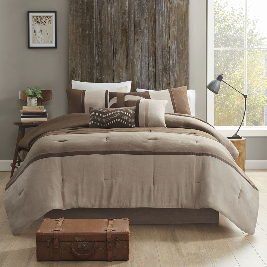 Colapissa Brown 7 Pc Queen Comforter Set - Thumbnail - Image 8
