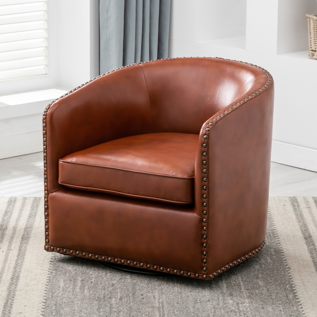 Colapissa Caramel Swivel Arm Chair - Thumbnail - Image 13