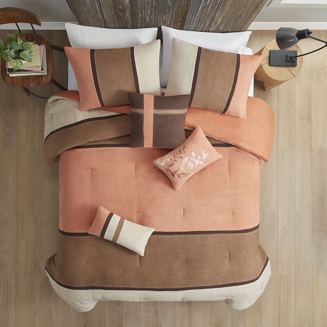 Colapissa Coral Brown 7 Pc California King Comforter Set - Thumbnail - Image 2
