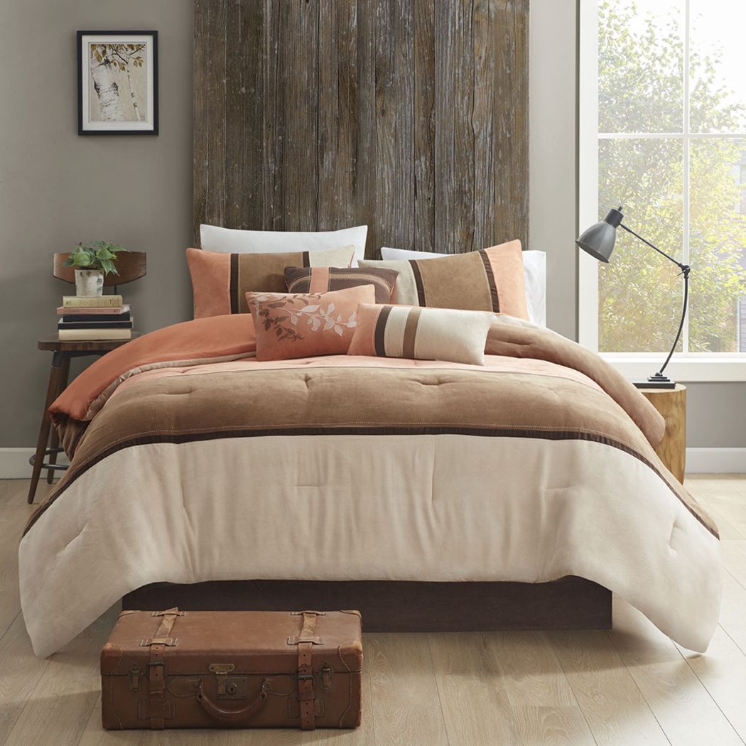 Colapissa Coral Brown 7 Pc California King Comforter Set - Thumbnail - Image 6
