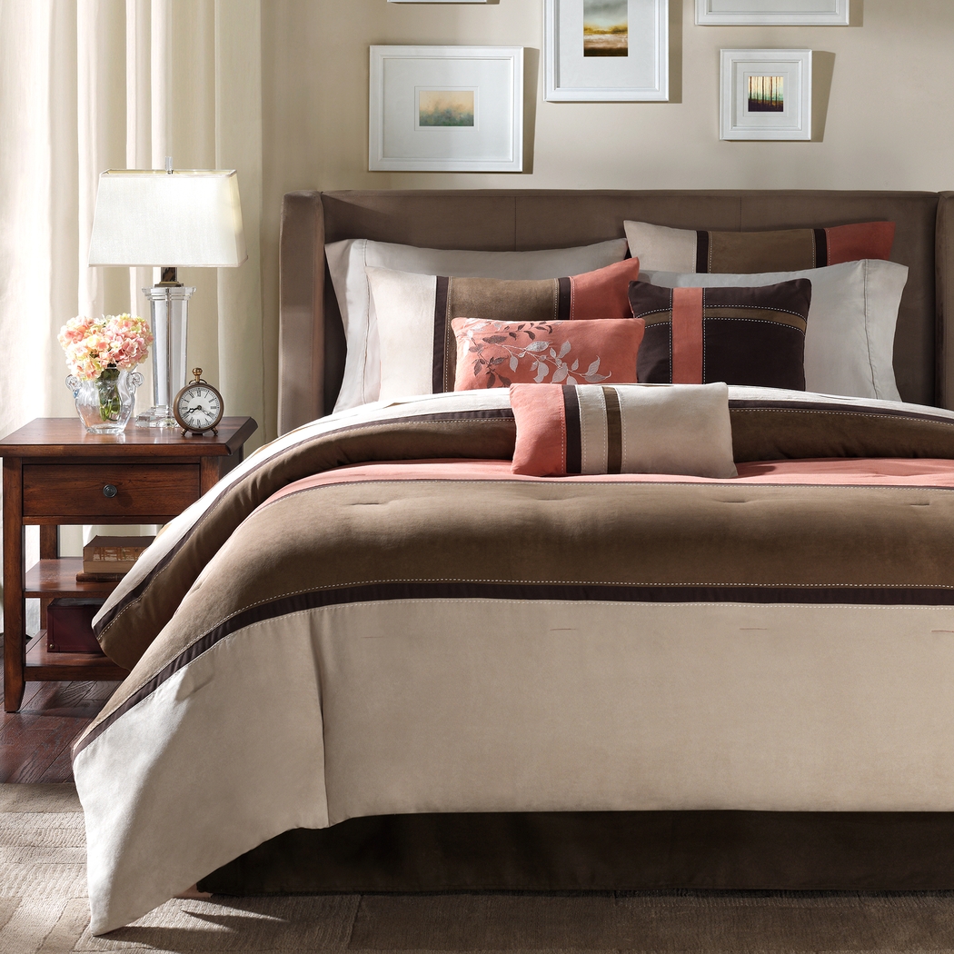 Colapissa Coral Brown 7 Pc California King Comforter Set - Thumbnail - Image 8