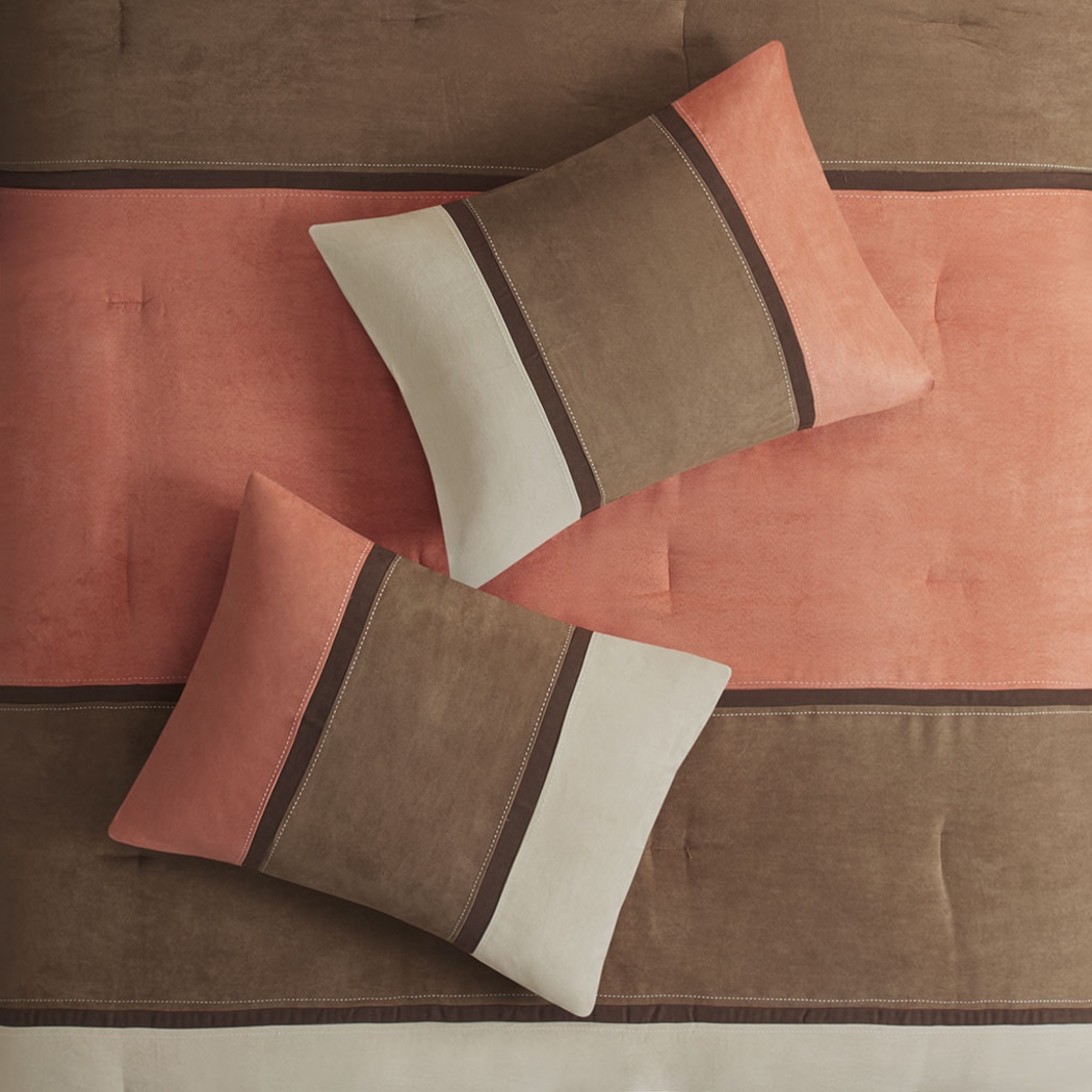 Colapissa Coral Brown 7 Pc King Comforter Set - Thumbnail - Image 13