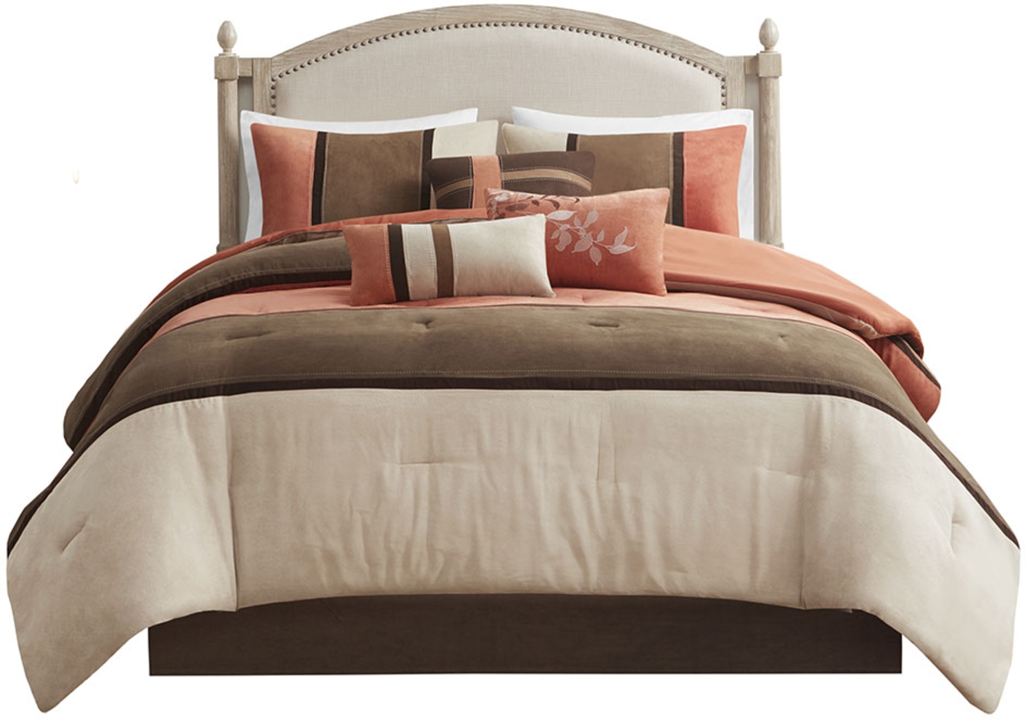 Colapissa Coral Brown 7 Pc King Comforter Set - Thumbnail - Image 9