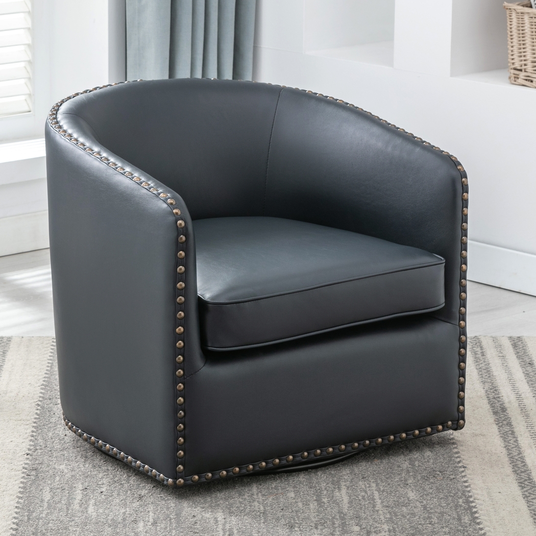 Colapissa Dark Blue Swivel Arm Chair - Thumbnail - Image 11
