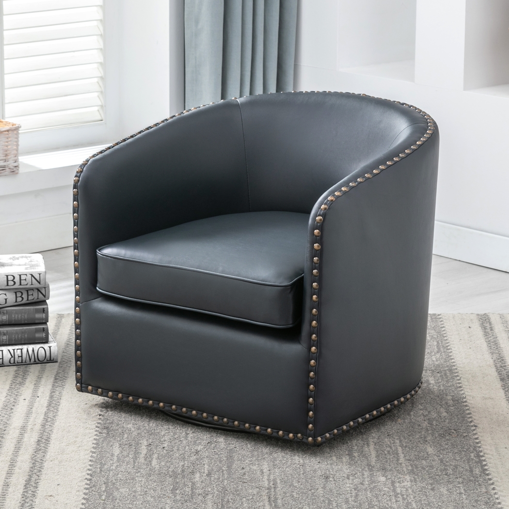 Colapissa Dark Blue Swivel Arm Chair - Thumbnail - Image 12
