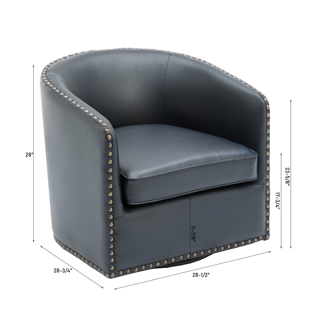 Colapissa Dark Blue Swivel Arm Chair - Thumbnail - Image 13