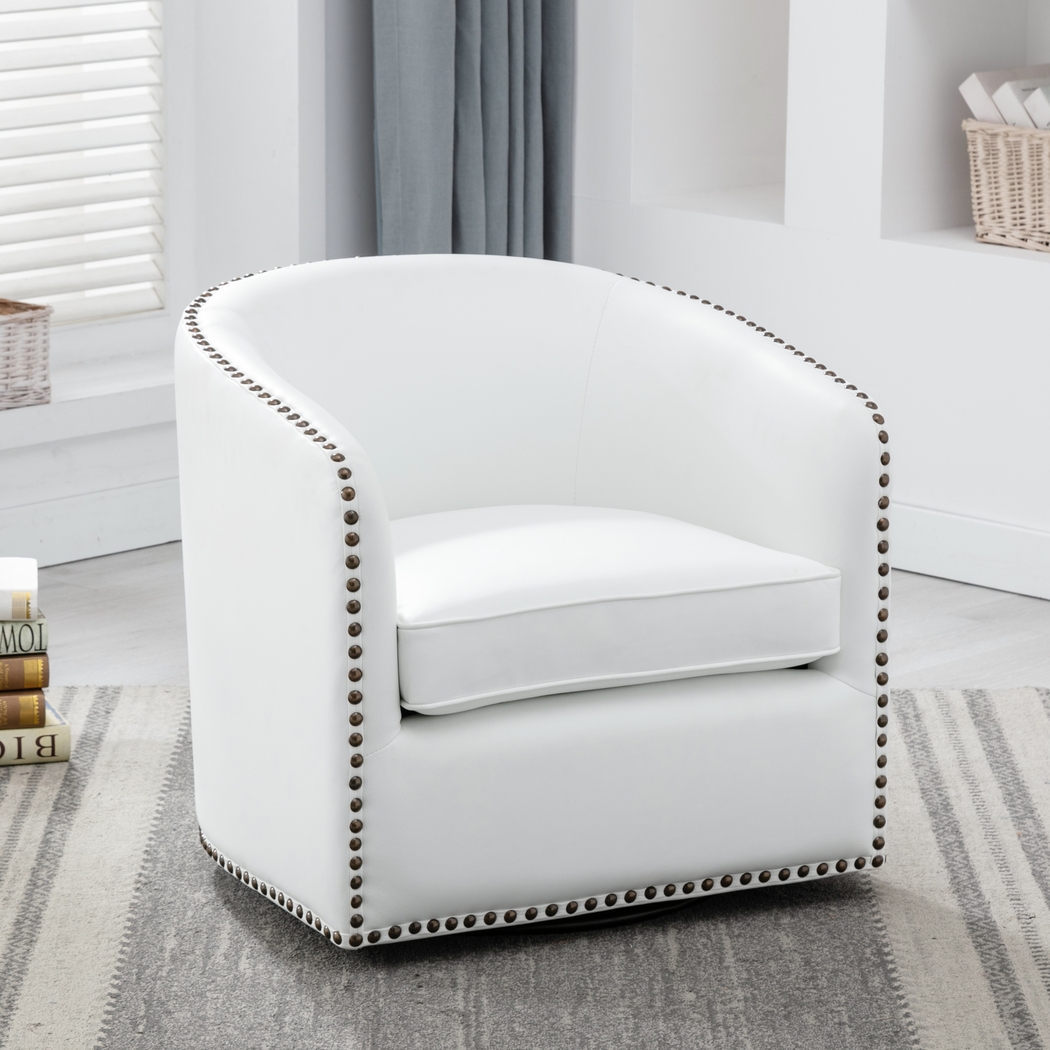 Colapissa White Swivel Arm Chair - Thumbnail - Image 11