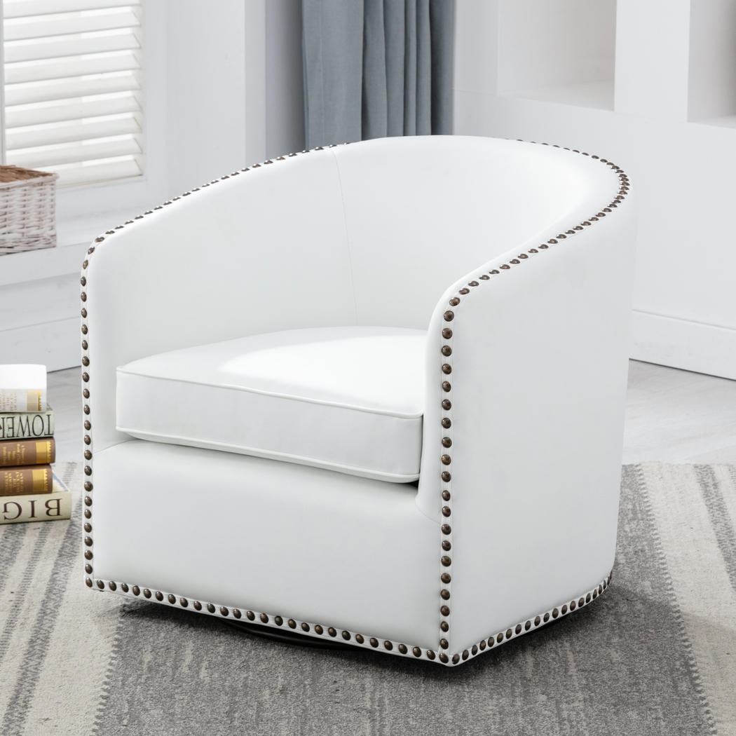 Colapissa White Swivel Arm Chair - Thumbnail - Image 12