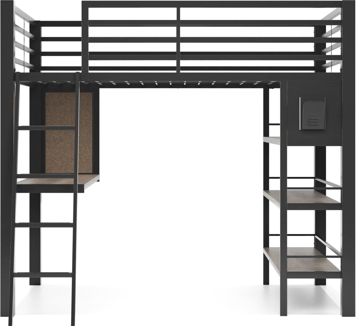 Colefax Avenue Gray Full Loft Bed with Desk and Bookcase - Thumbnail - Image 3