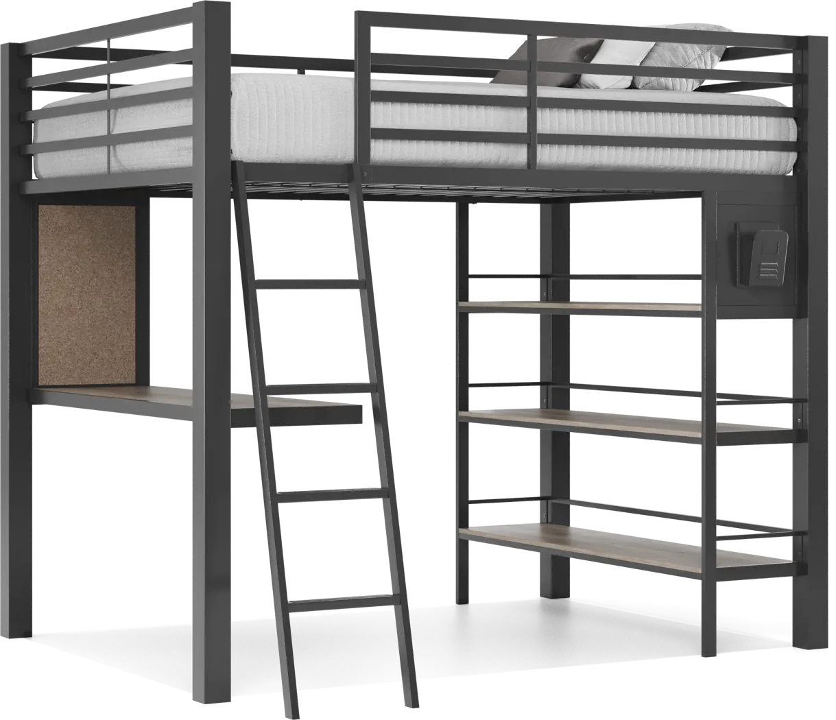 Colefax Avenue Gray Full Loft Bed with Desk and Bookcase - Thumbnail - Image 4