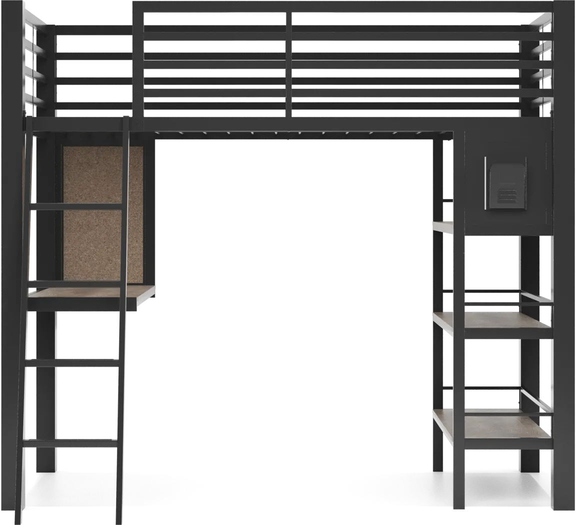 Colefax Avenue Gray Twin Loft Bed with Desk and Bookcase - Thumbnail - Image 3
