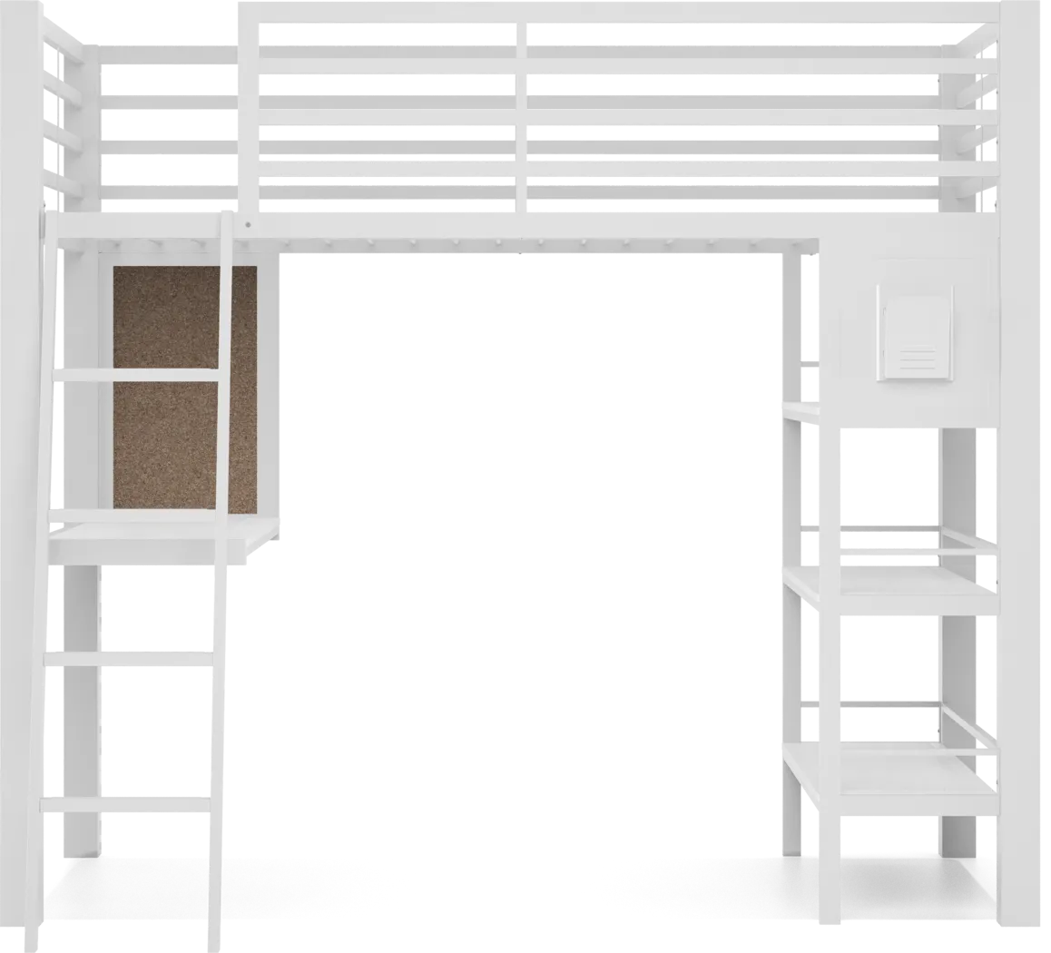 Colefax Avenue White Twin Loft Bed with Desk and Bookcase - Thumbnail - Image 3