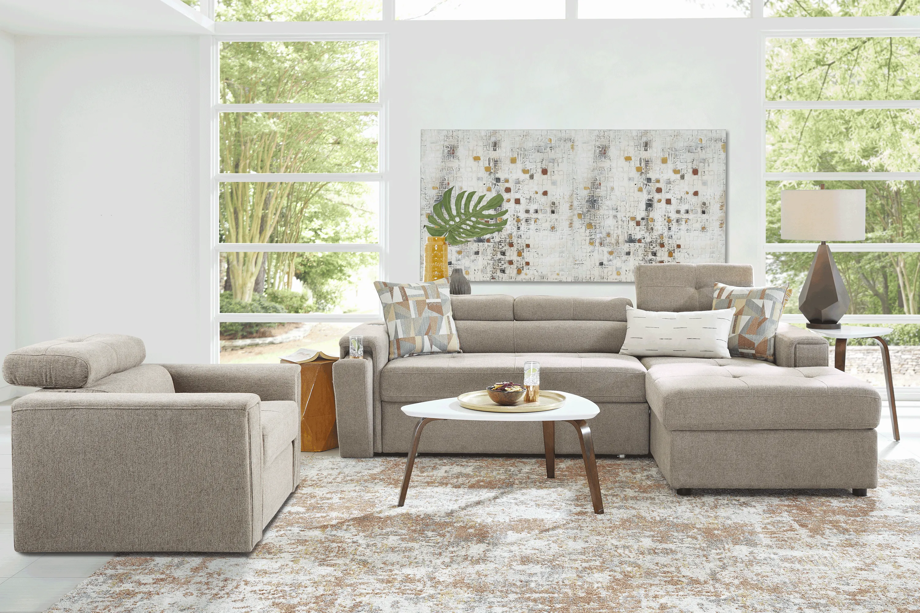Coleford Brown 4 Pc Sleeper Sectional Living Room - Thumbnail - Image 1