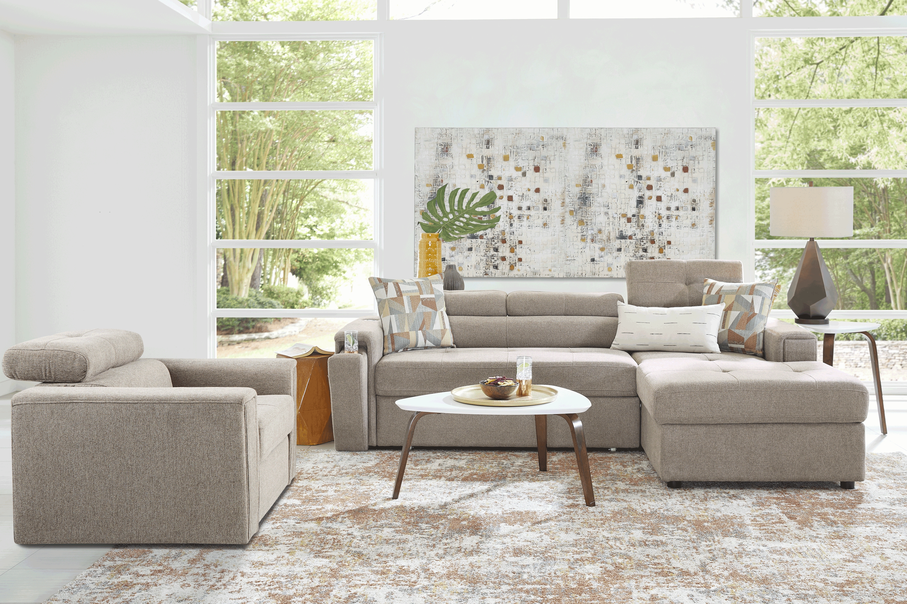 Coleford Brown 5 Pc Sleeper Sectional Living Room - Thumbnail - Image 1