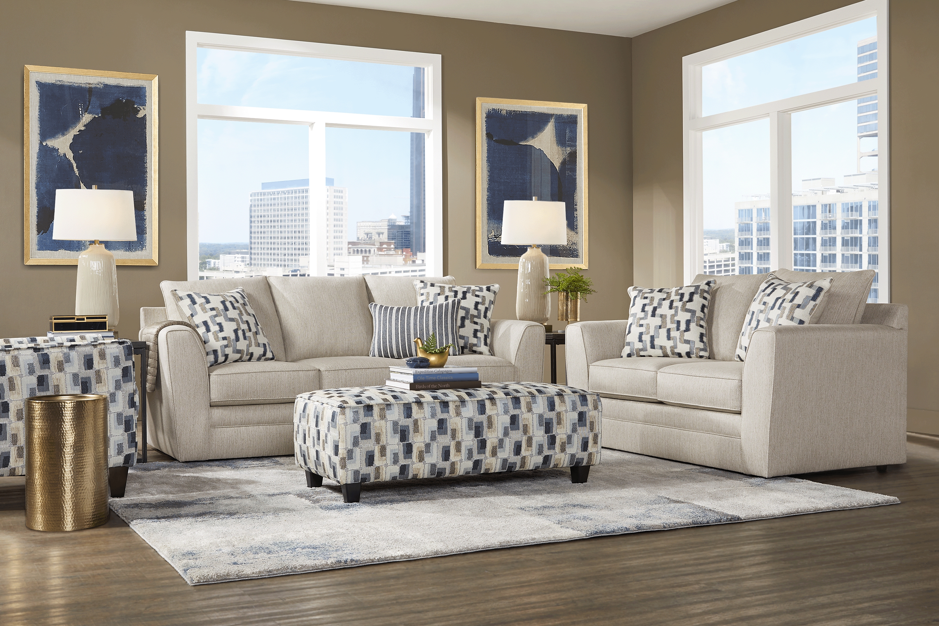 Colesby Blue Cocktail Ottoman - Thumbnail - Image 2