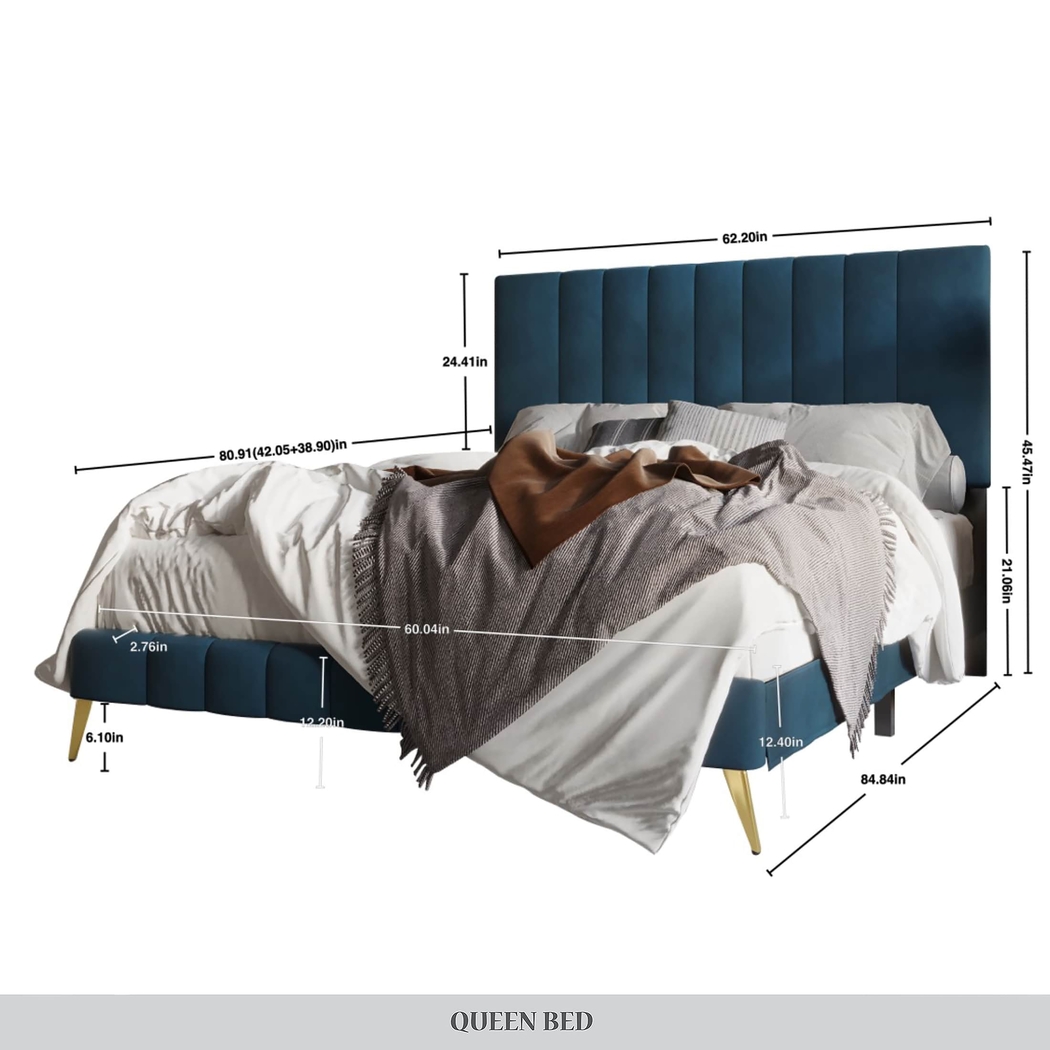 Coleta Blue Queen Bed - Thumbnail - Image 4