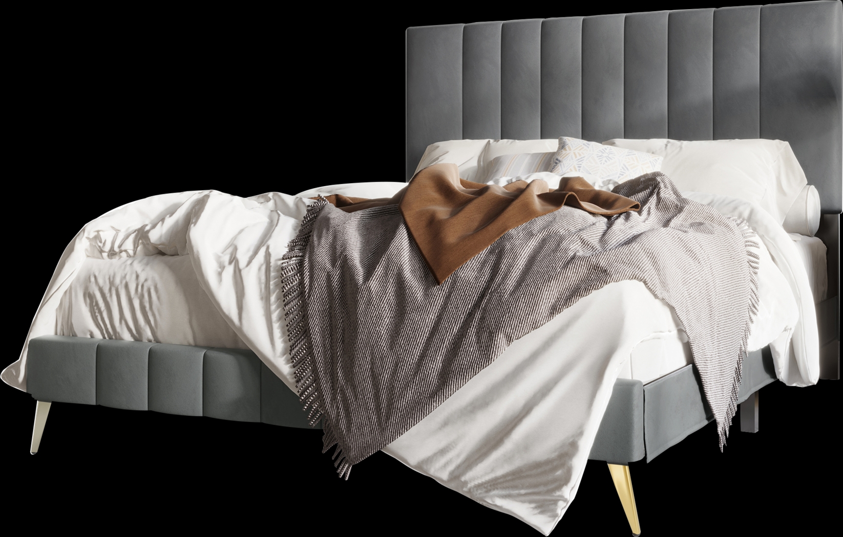 Coleta Gray Twin Bed - Thumbnail - Image 1