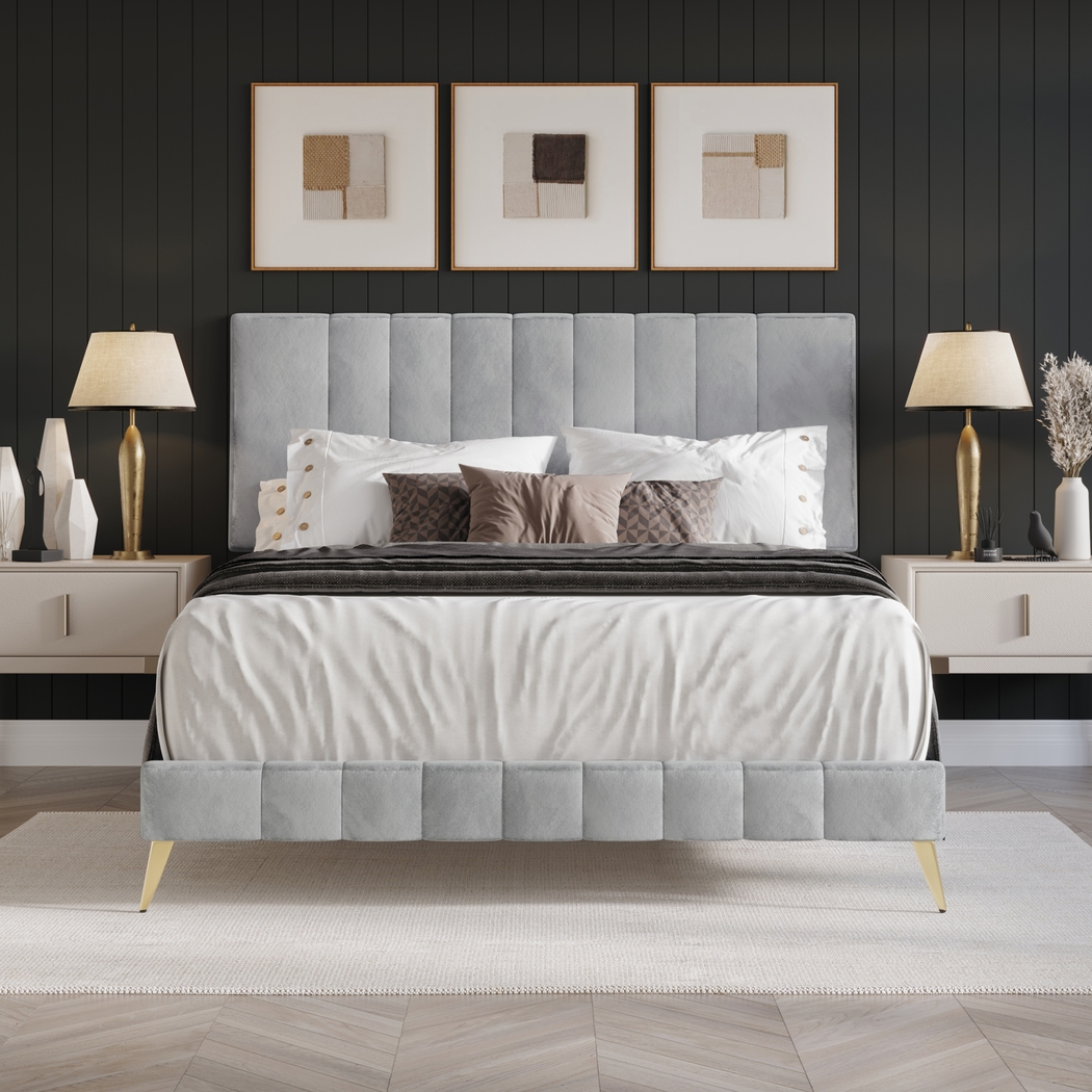 Coleta Light Gray King Bed - Thumbnail - Image 2