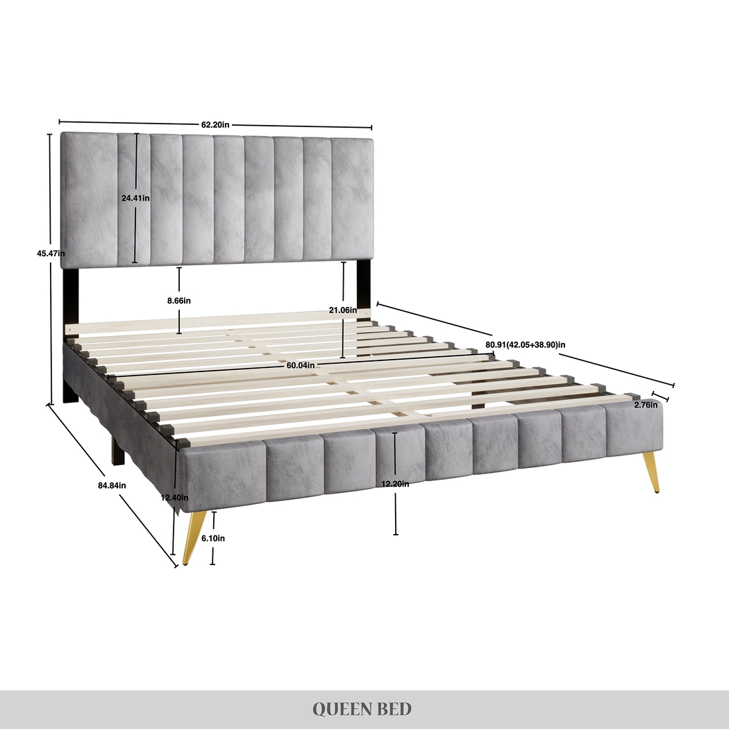 Coleta Light Gray Queen Bed - Thumbnail - Image 4
