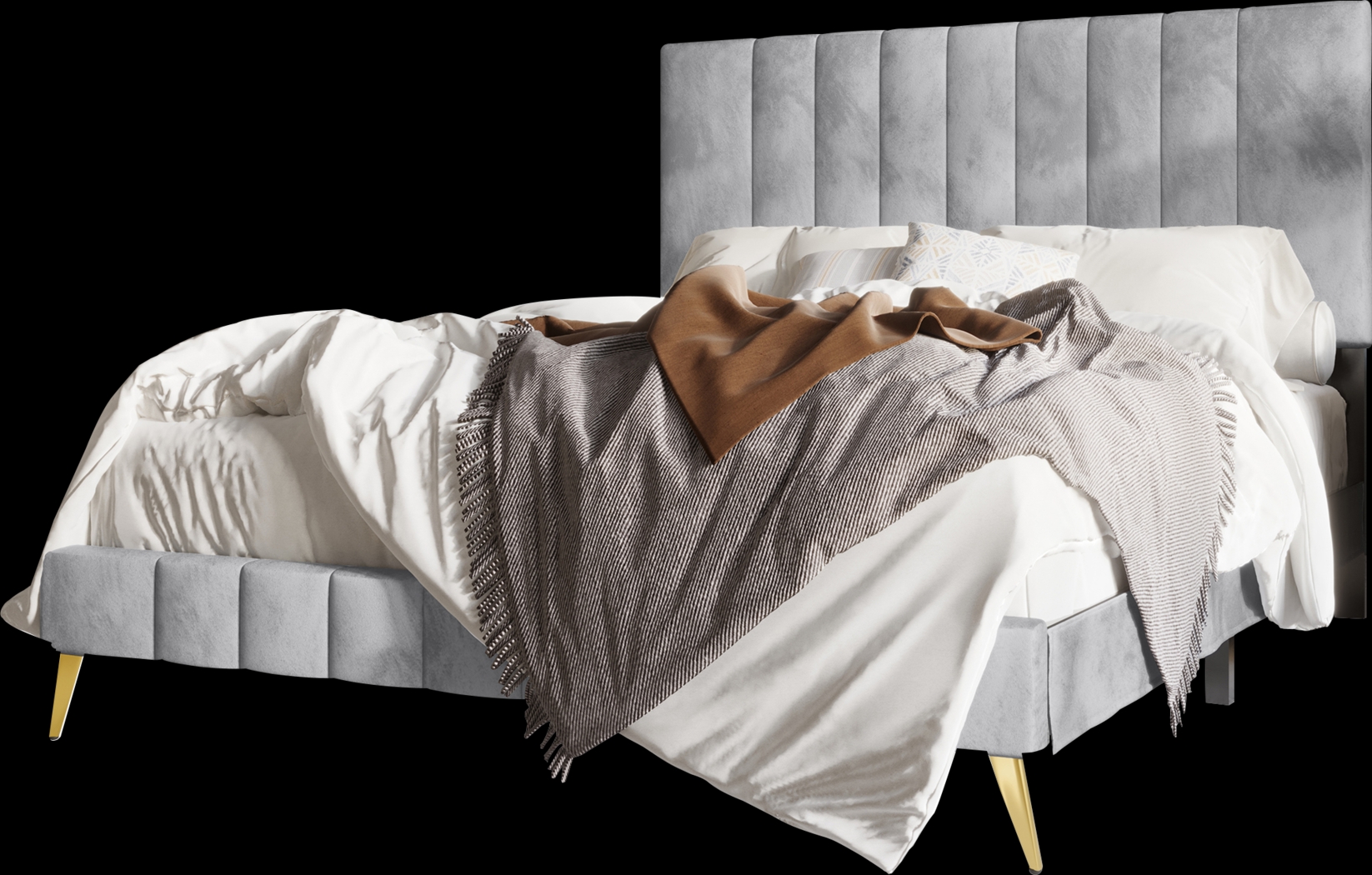 Coleta Light Gray Queen Bed - Thumbnail - Image 1