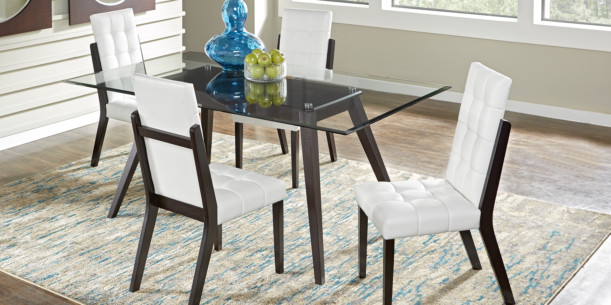 Colonia Hills Cappuccino 5 Pc 72 in. Dining Set with White Chairs - Thumbnail - Image 1