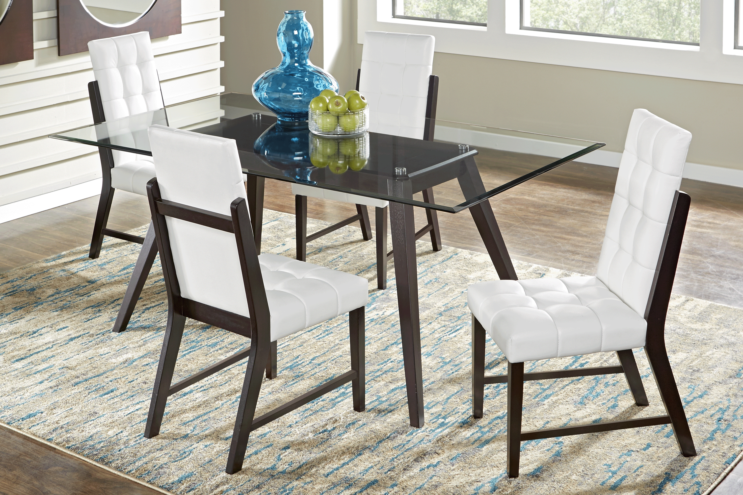 Colonia Hills Espresso 5 Pc 72 in. Rectangle Dining Room with White Chairs - Thumbnail - Image 1