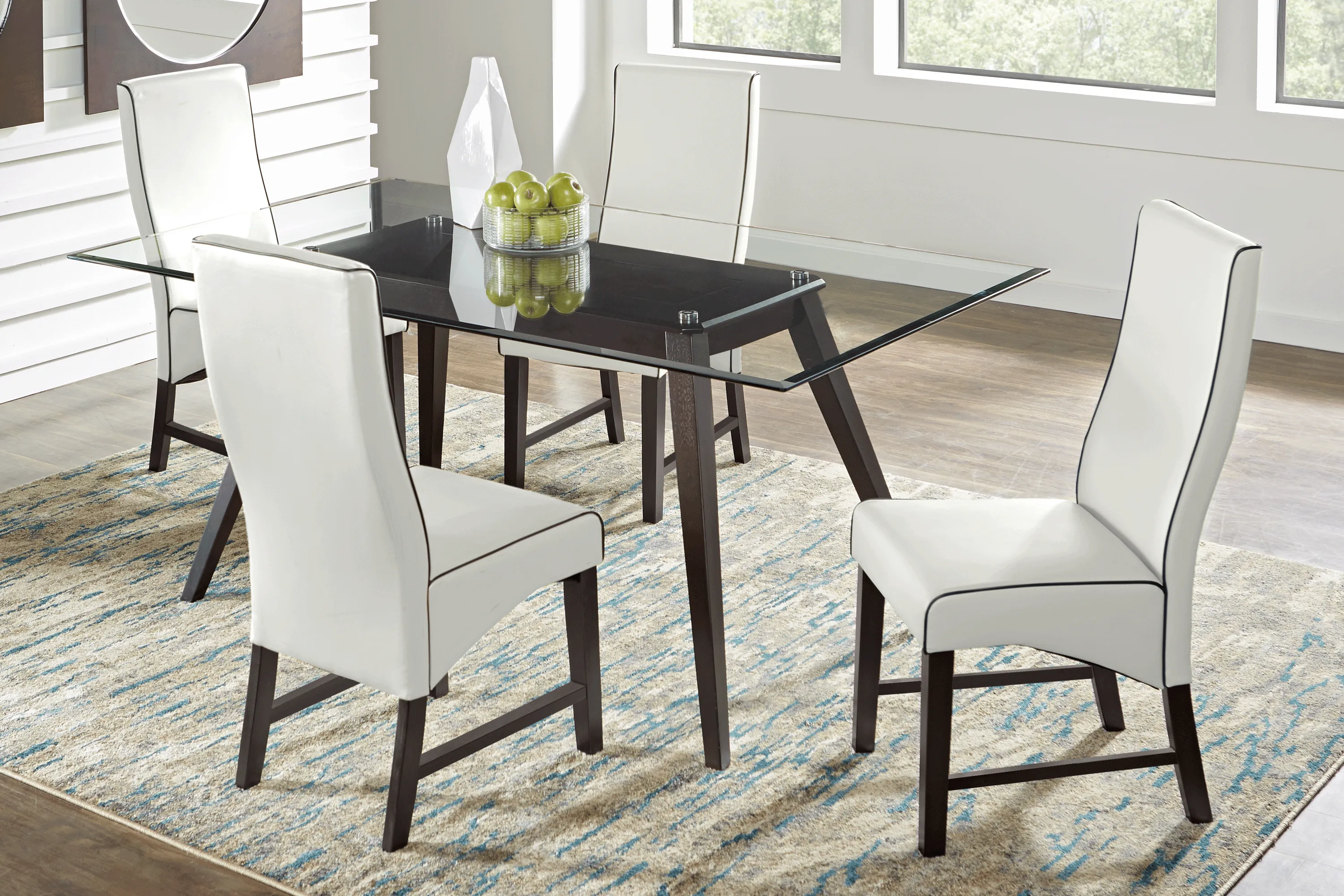 Colonia Hills Espresso 5 Pc 72 in. Rectangle Dining Room with White Chairs - Thumbnail - Image 1