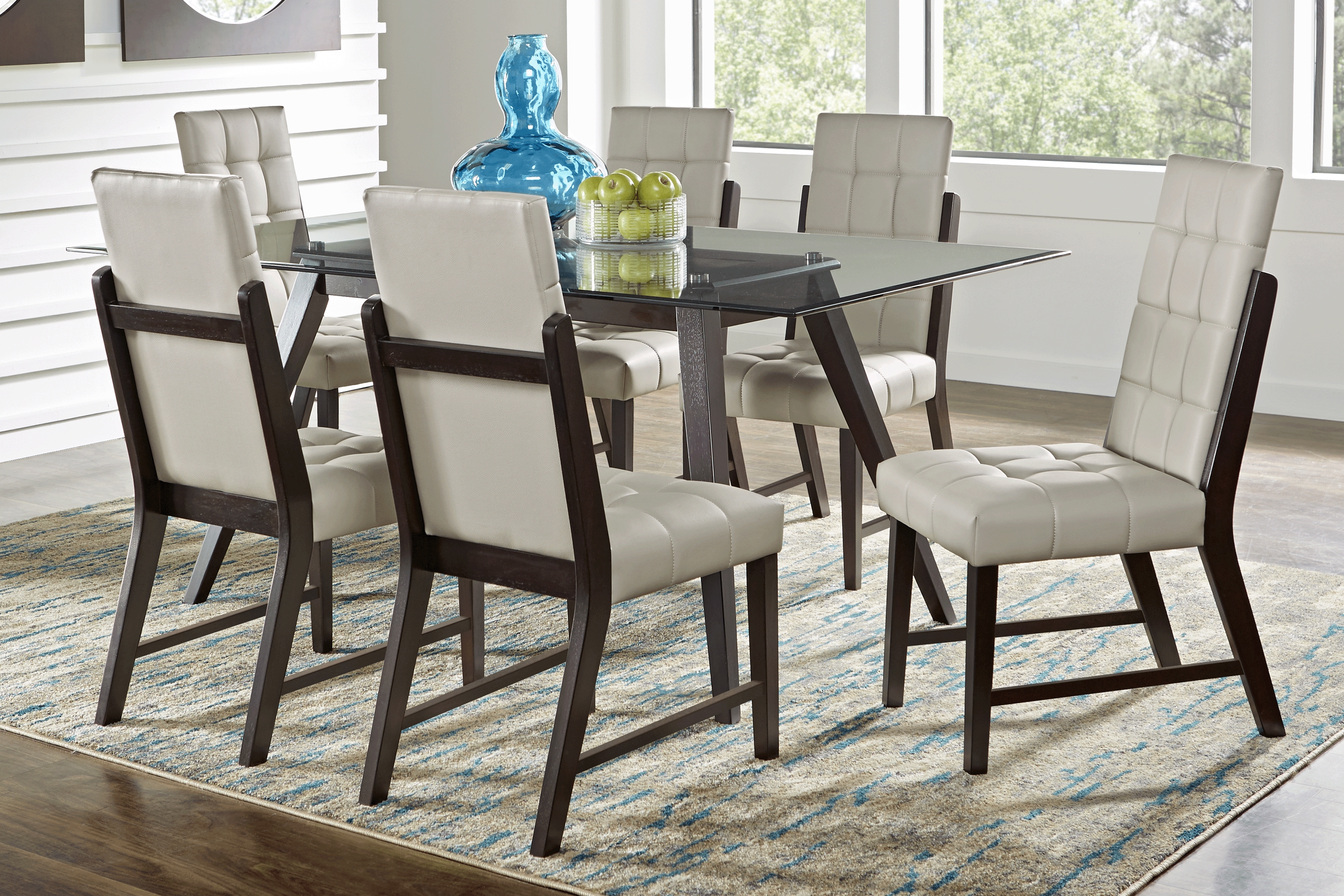 Colonia Hills Espresso 7 Pc 78 in. Rectangle Dining Room with Gray Chairs - Thumbnail - Image 1