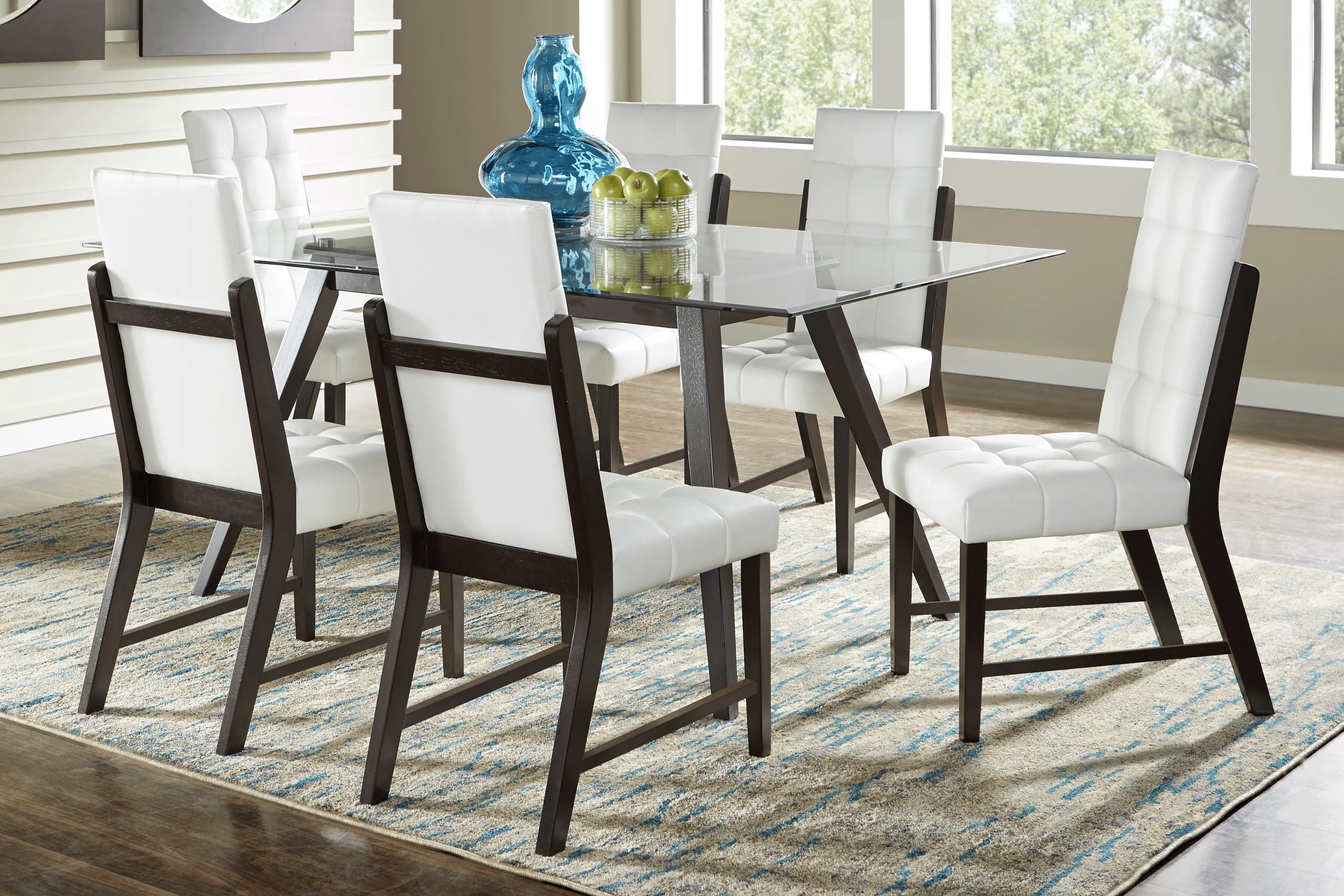 Colonia Hills Espresso 7 Pc 72 in. Rectangle Dining Room with White Chairs - Thumbnail - Image 1