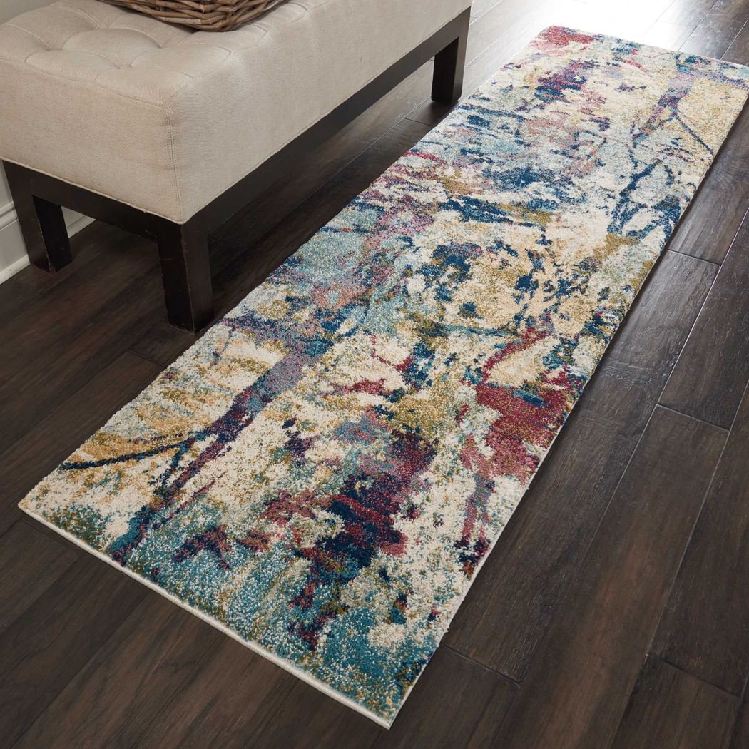 Color Strokes Cream 2'2 x 7'6 Runner Rug - Thumbnail - Image 4
