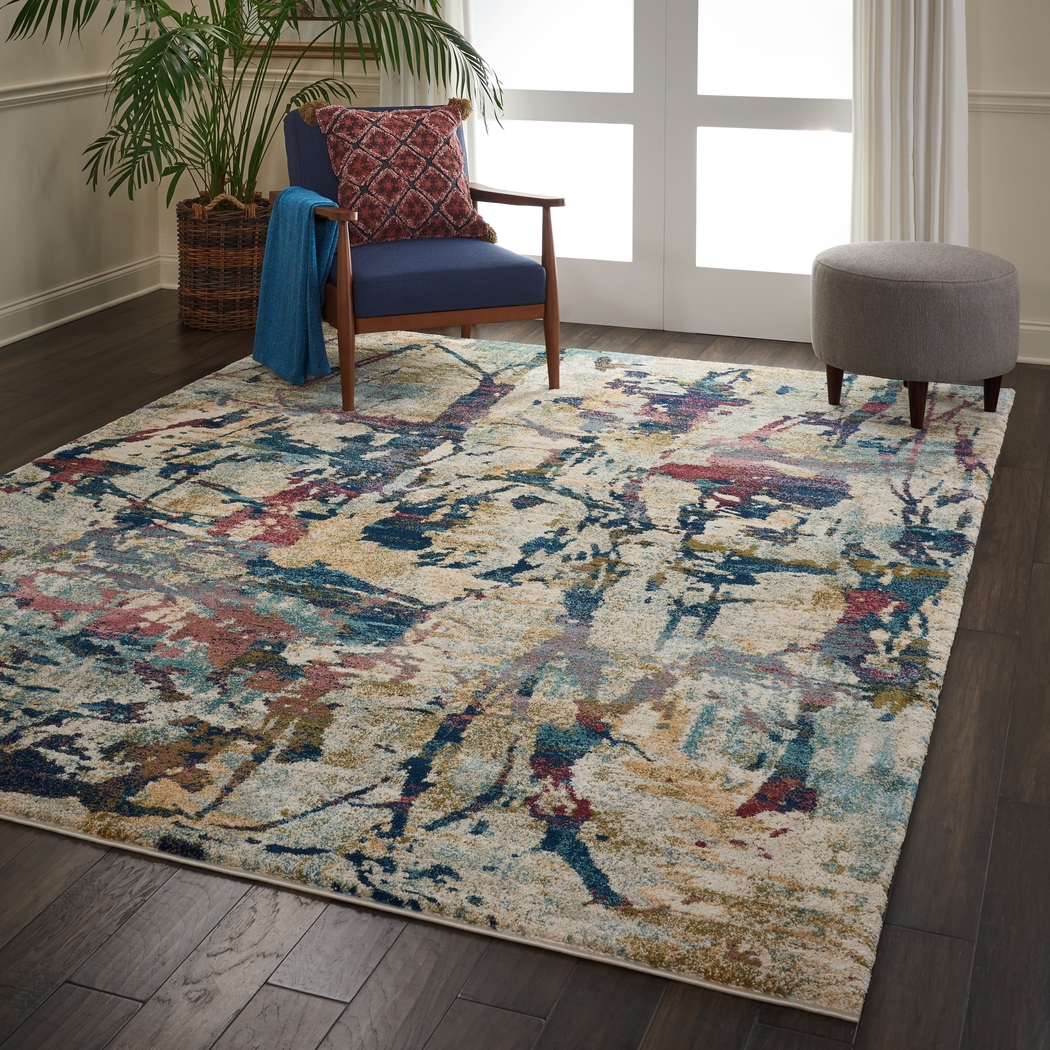 Color Strokes Cream 4' x 6' Rug - Thumbnail - Image 2