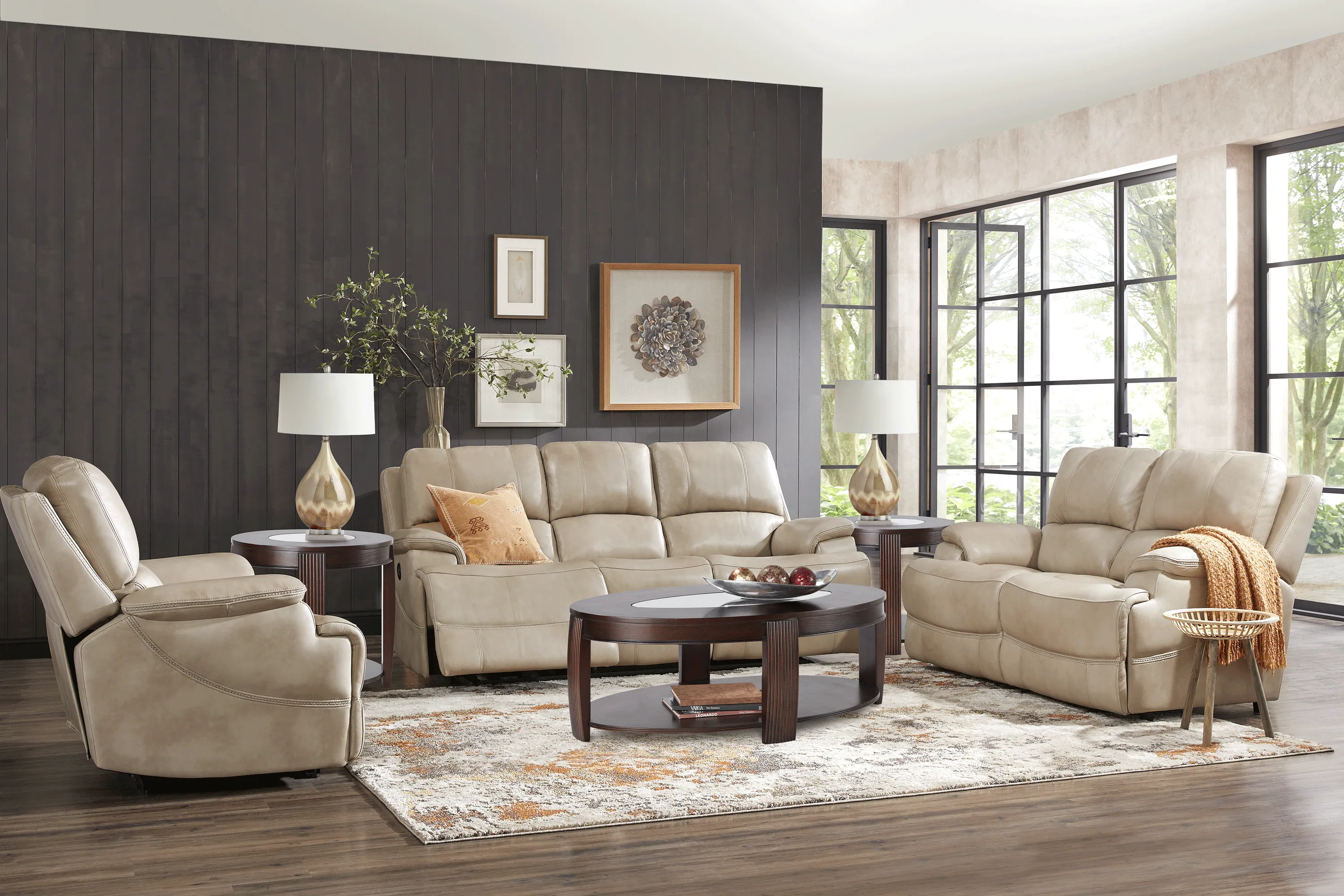 Colorado River Beige Leather Loveseat - Thumbnail - Image 2