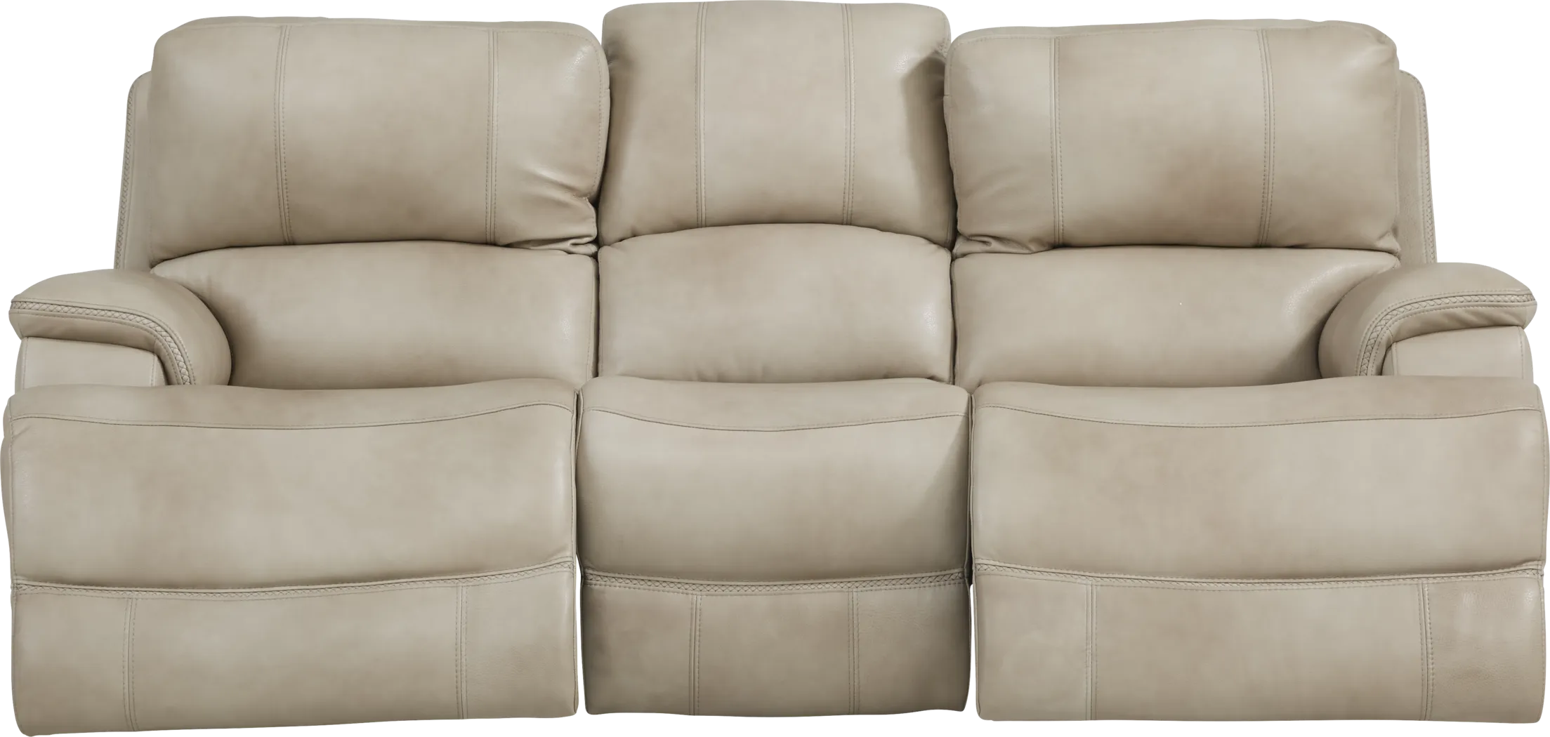 Colorado River Beige Leather Dual Power Reclining Sofa - Thumbnail - Image 2