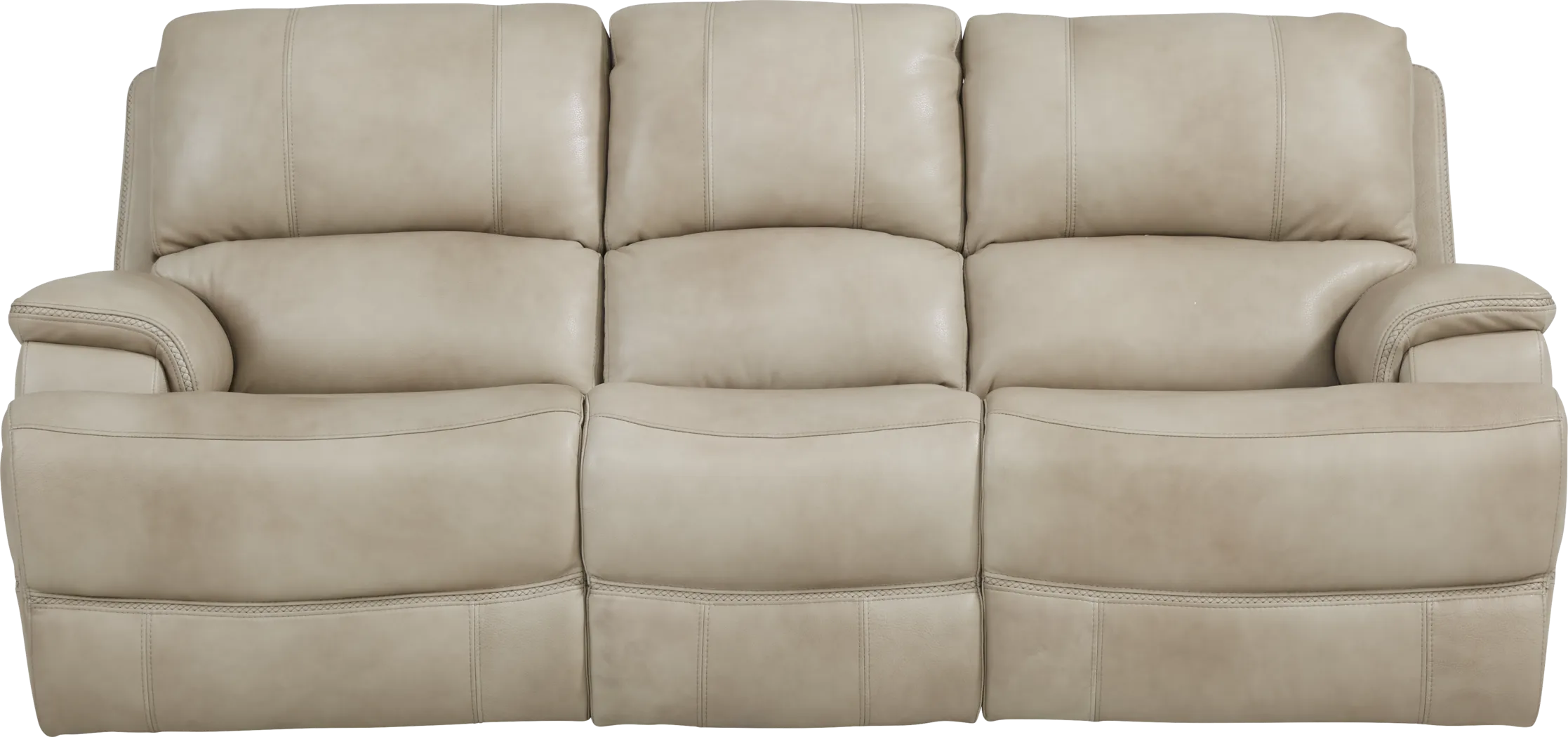 Colorado River Beige Leather Dual Power Reclining Sofa - Thumbnail - Image 1