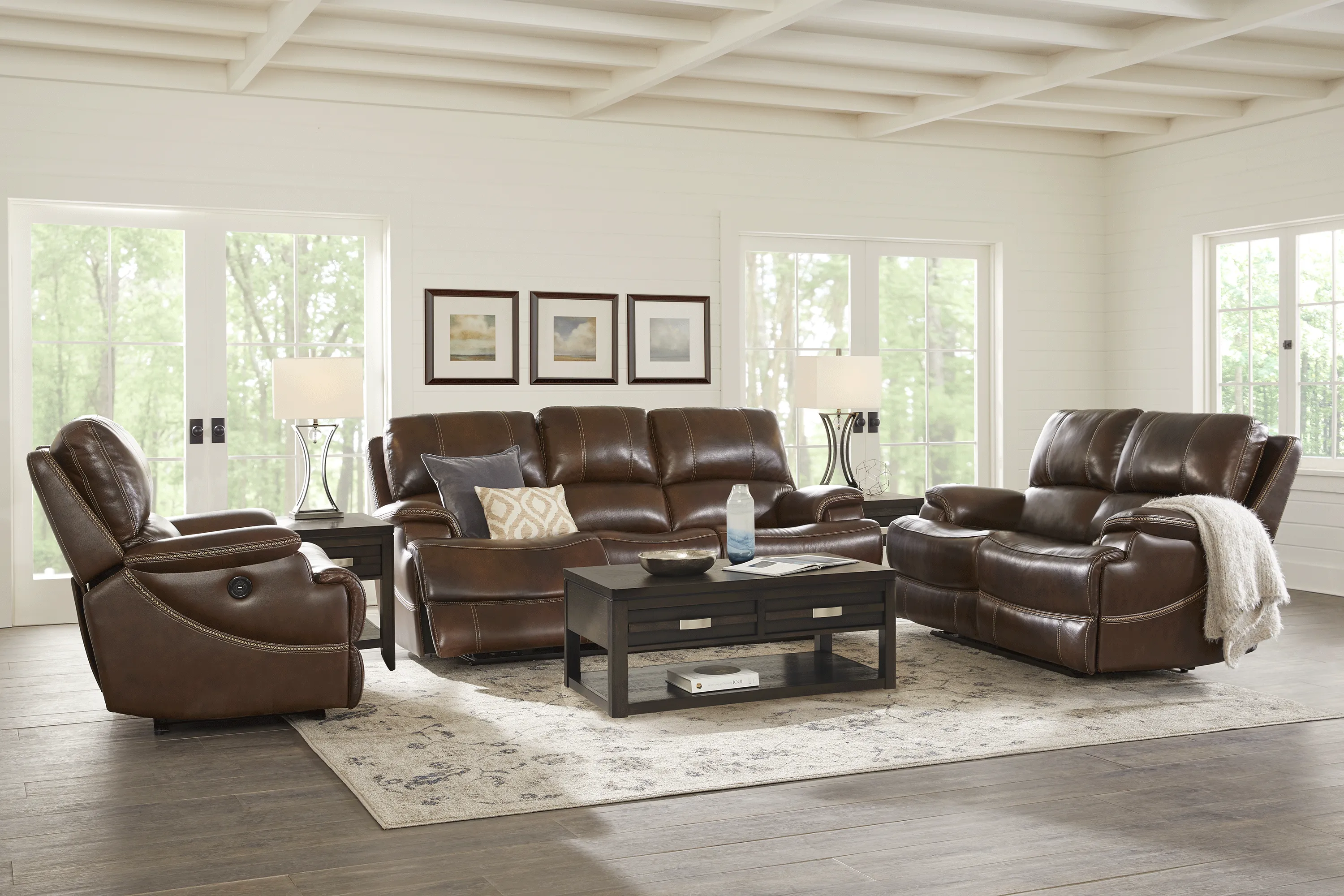 Colorado River Brown Leather Reclining Sofa - Thumbnail - Image 2