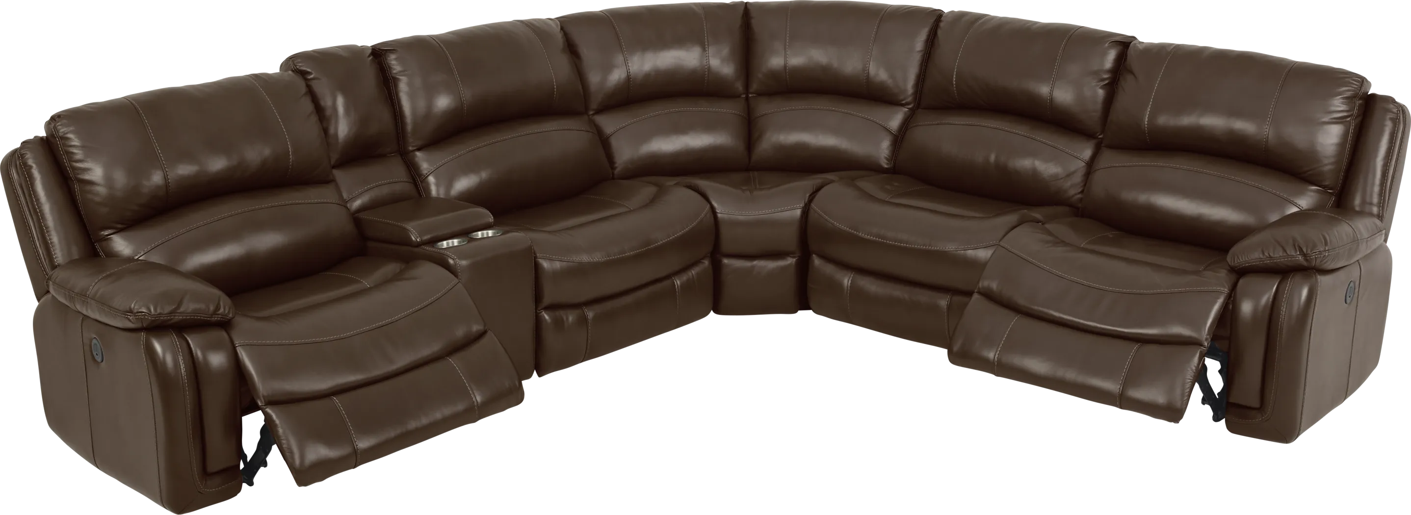 Colorado Springs Brown 6 Pc Leather Power Reclining Sectional - Thumbnail - Image 3