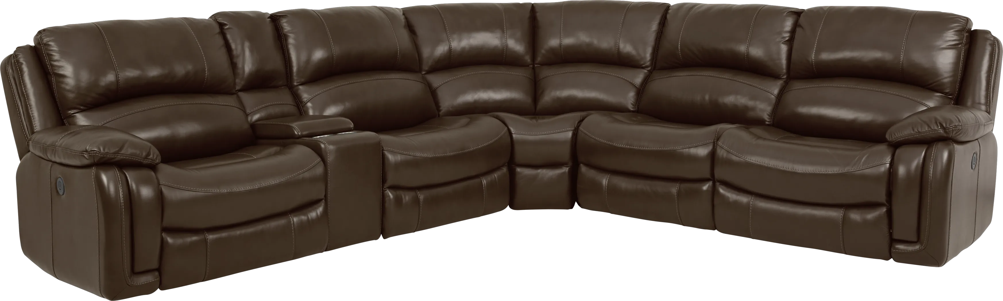 Colorado Springs Brown 6 Pc Leather Power Reclining Sectional - Thumbnail - Image 1