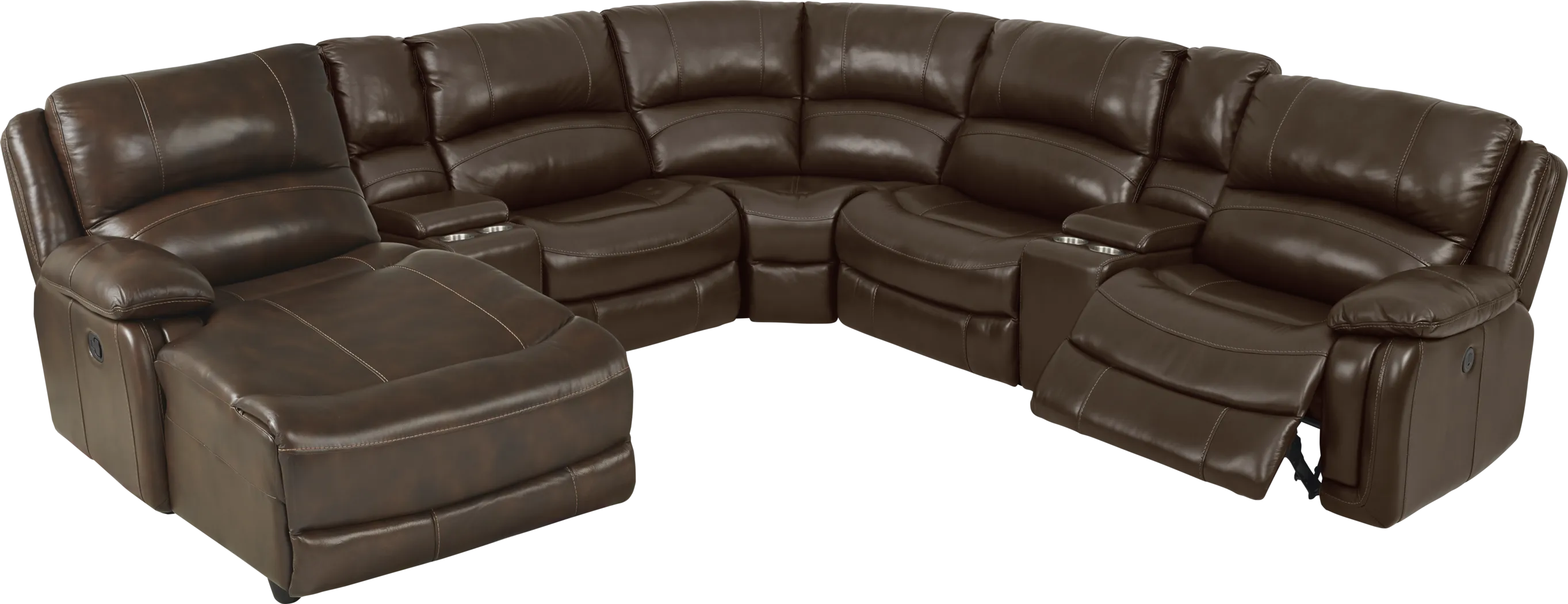 Colorado Springs Brown 7 Pc Leather Power Reclining Sectional - Thumbnail - Image 3