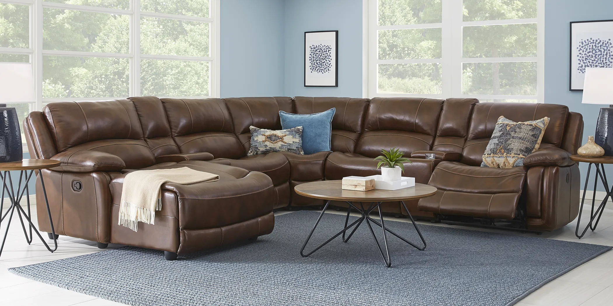 Colorado Springs Brown 7 Pc Leather Power Reclining Sectional - Thumbnail - Image 2