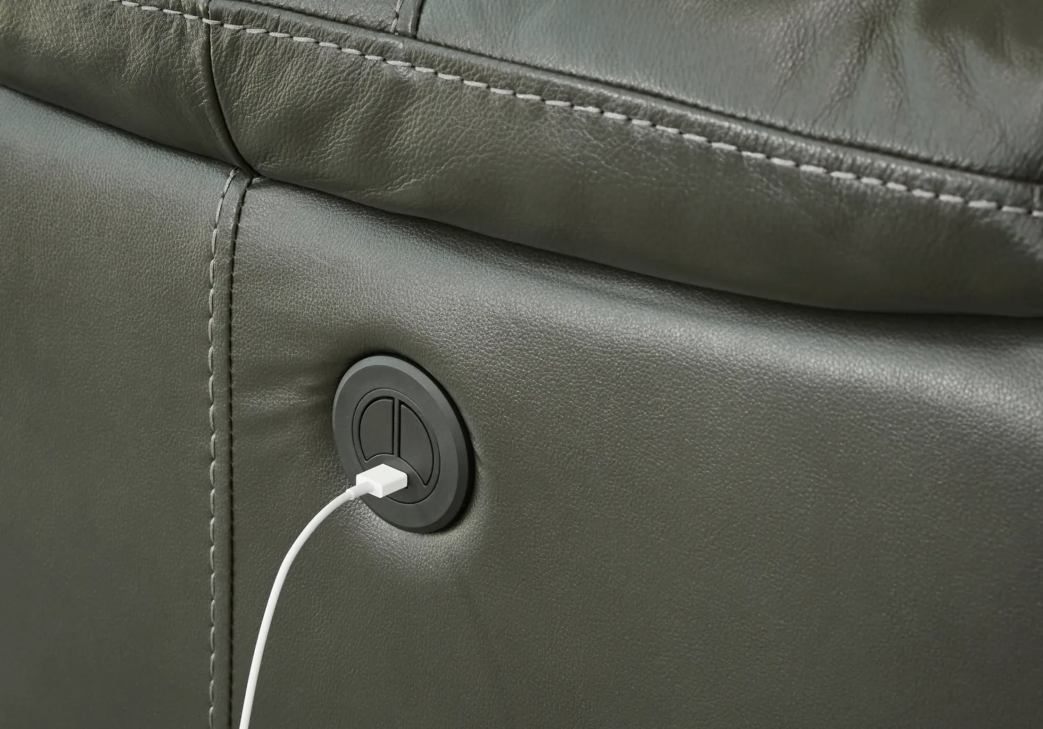 Colorado Springs Gray Leather Power Recliner - Thumbnail - Image 3