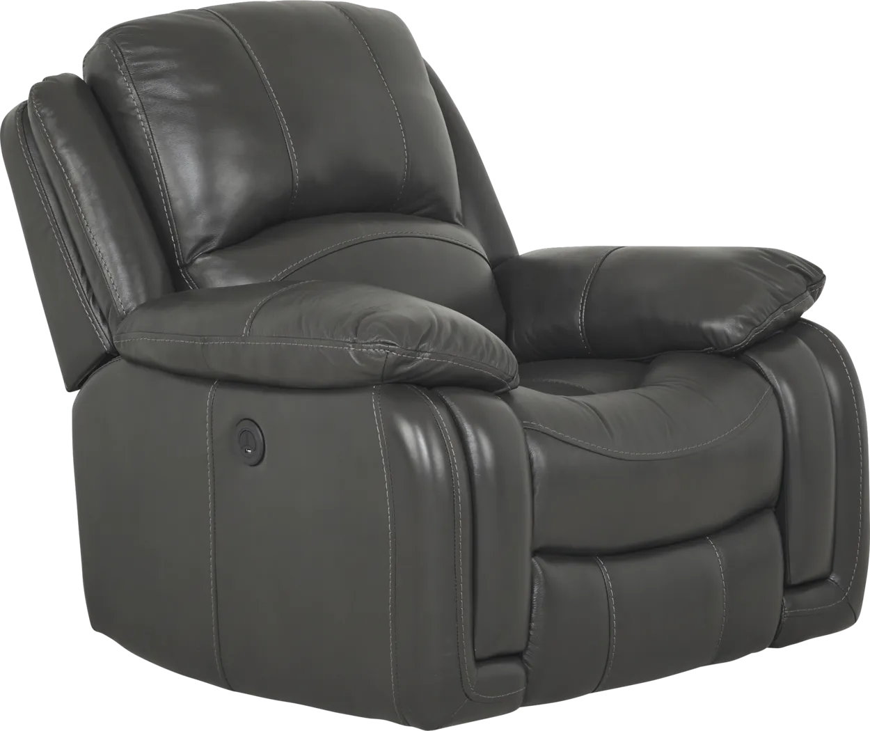 Colorado Springs Gray Leather Power Recliner - Thumbnail - Image 1