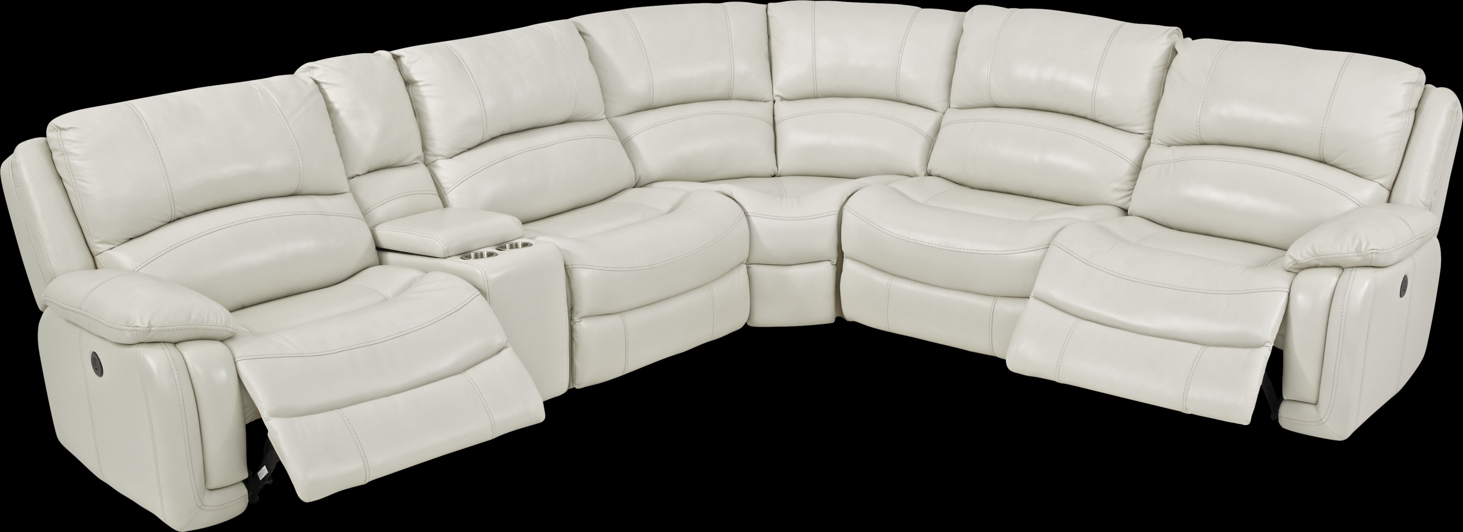 Colorado Springs White 6 Pc Leather Power Reclining Sectional - Thumbnail - Image 3