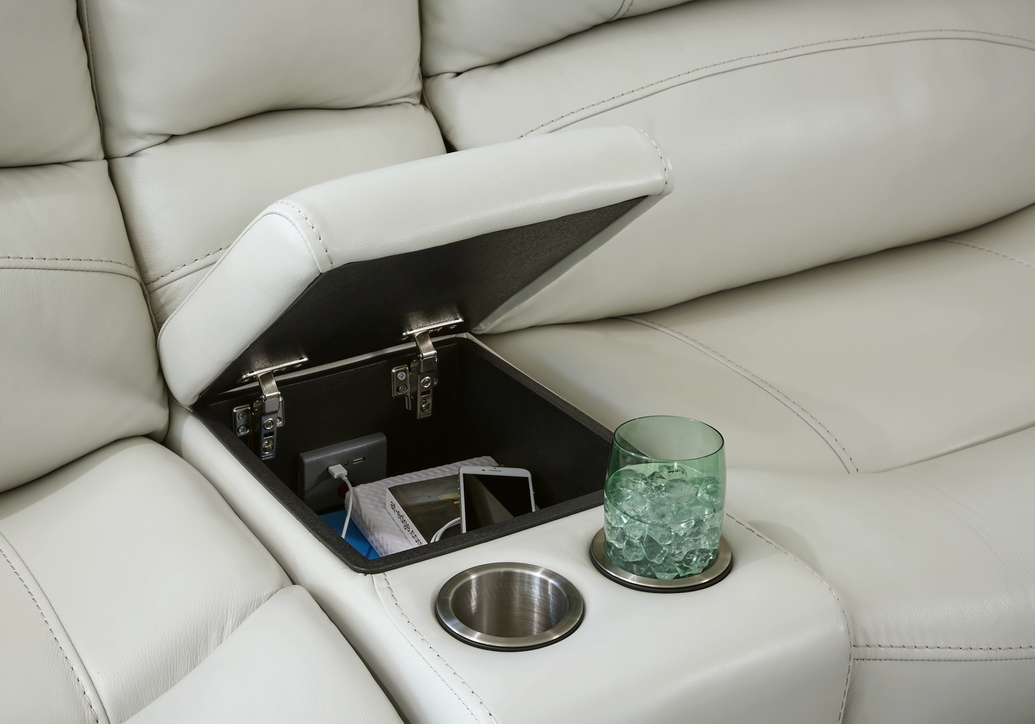 Colorado Springs White 6 Pc Leather Power Reclining Sectional - Thumbnail - Image 4