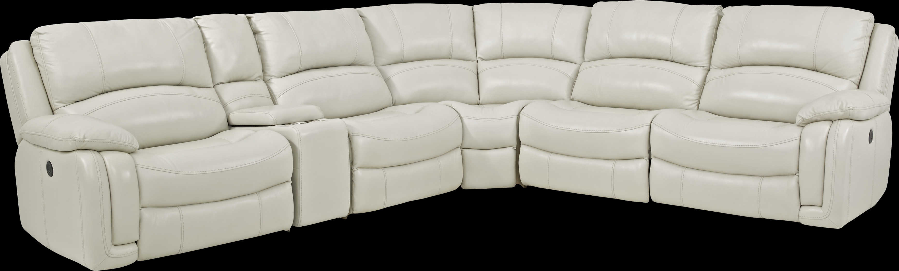 Colorado Springs White 6 Pc Leather Power Reclining Sectional - Thumbnail - Image 1