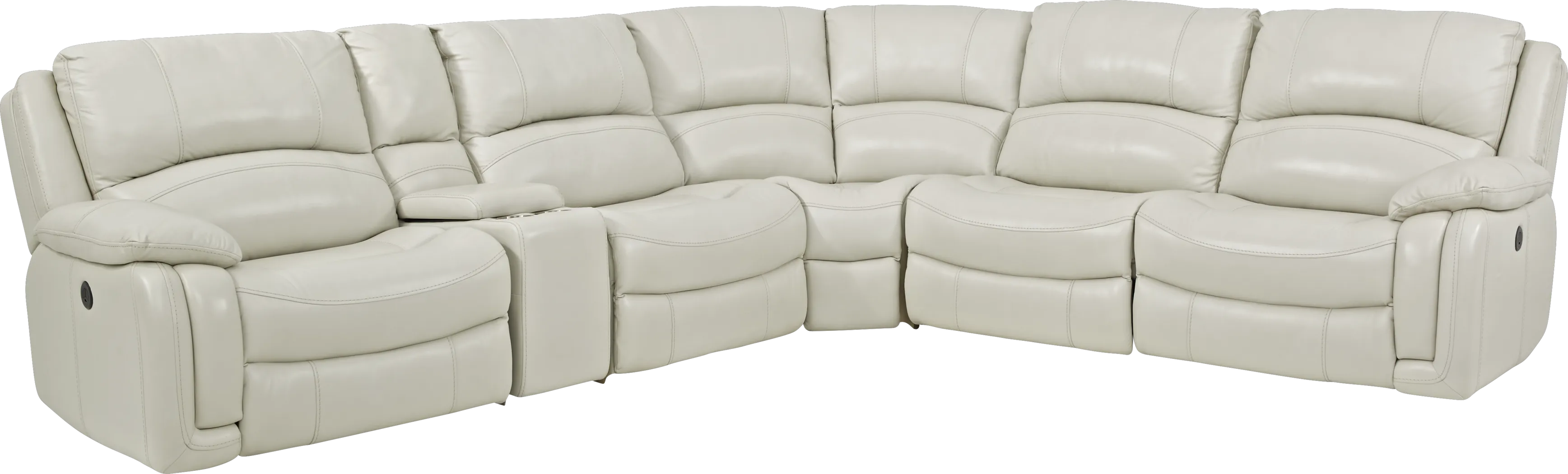 Colorado Springs White 6 Pc Leather Power Reclining Sectional - Thumbnail - Image 1