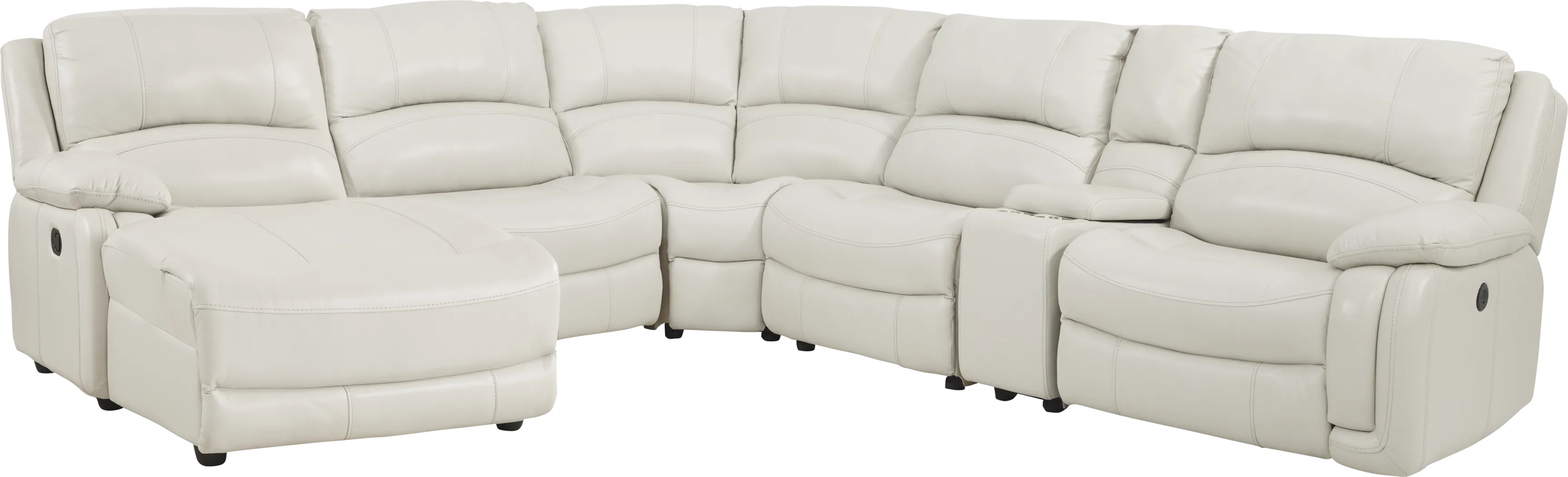 Colorado Springs White 6 Pc Leather Power Reclining Sectional - Thumbnail - Image 1
