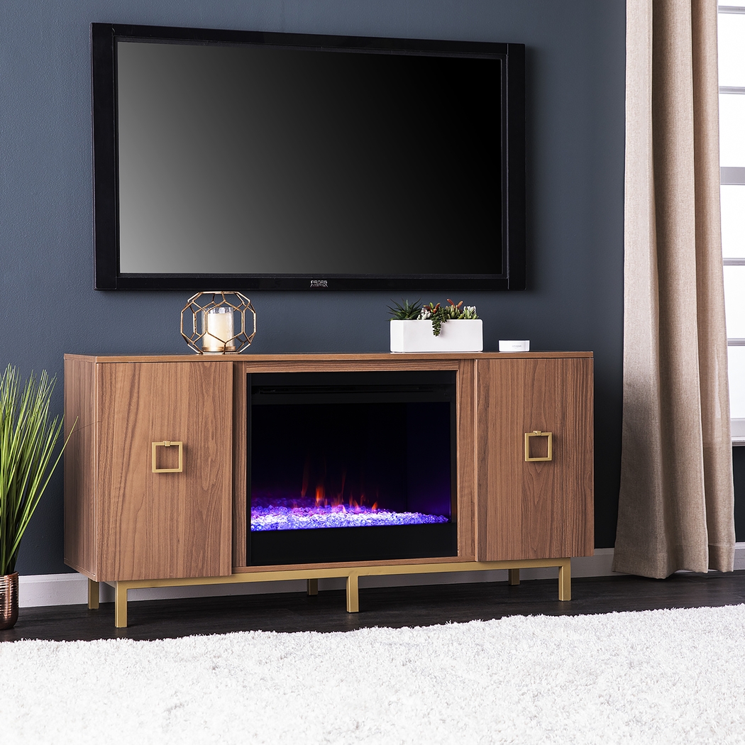 Columbiana I Natural 54 in. Console with Color Changing Fireplace - Thumbnail - Image 2